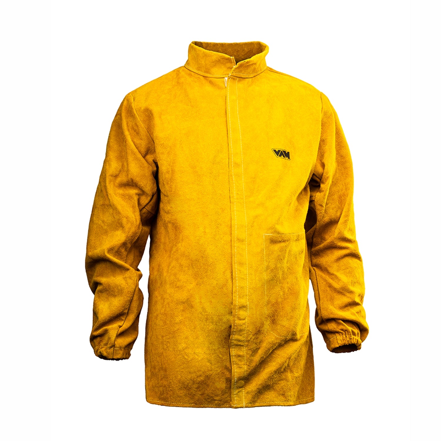 Giacca da saldatore in pelle crosta bovina con cuciture in kevlar colore giallo