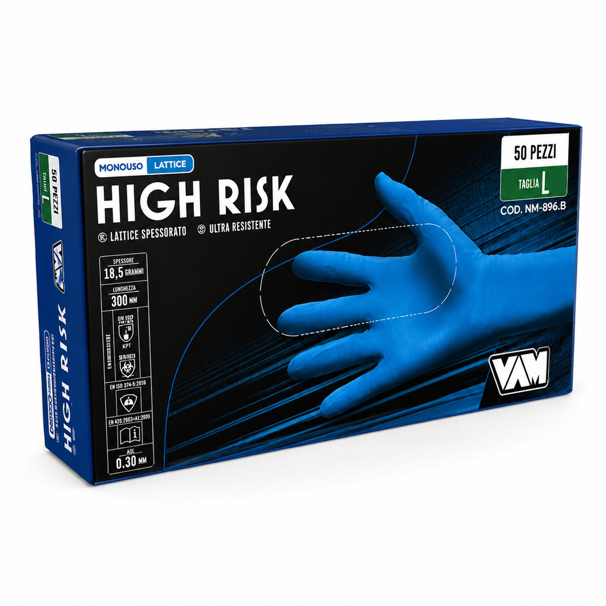 Guanti Hi risks monouso in lattice senza polvere lungo colore blu HIGH RISK pz.50 taglia L.jpg