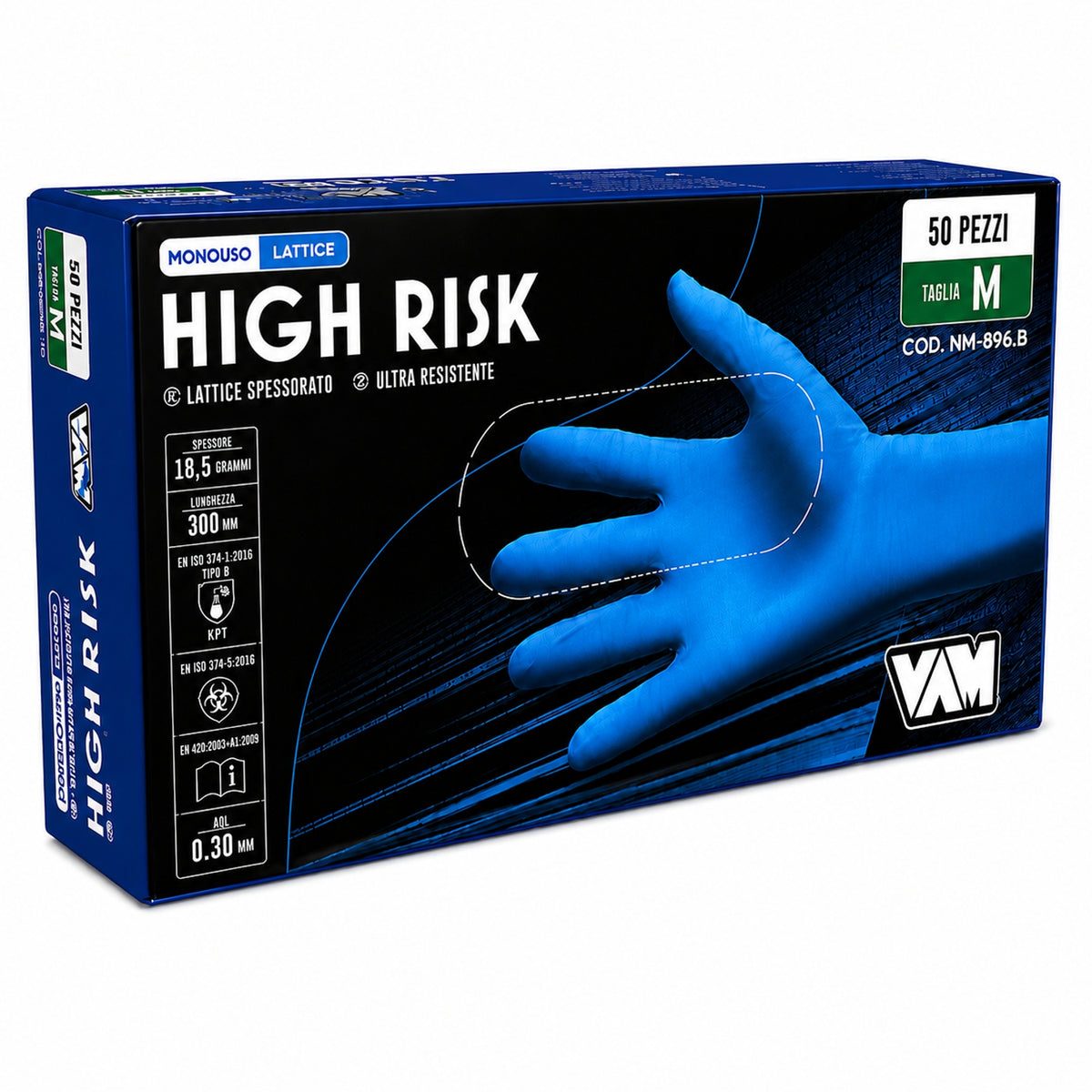 Guanti Hi risks monouso in lattice senza polvere lungo colore blu HIGH RISK pz.50 taglia M.jpg