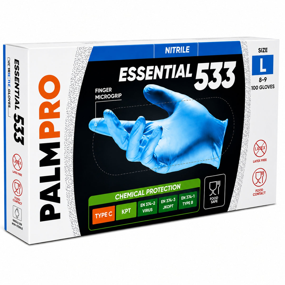 Guanti monouso nitrile blu senza polvere Palmpro Essential 533 Icoguanti - confezione 100 pz taglia L