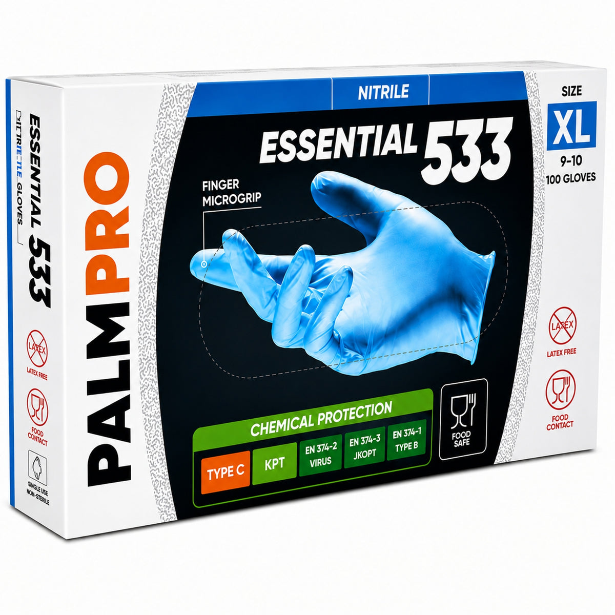 Guanti monouso nitrile blu senza polvere Palmpro Essential 533 Icoguanti - confezione 100 pz taglia XL