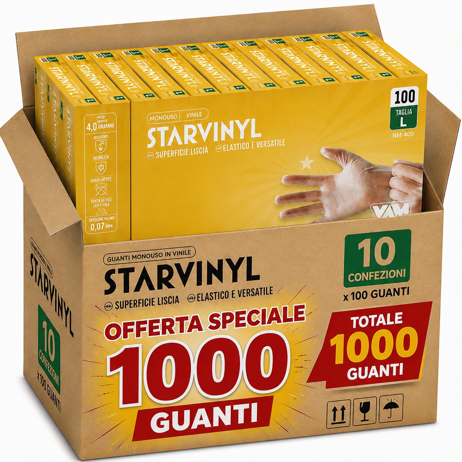 Guanti monouso in Vinile senza polvere Vam taglia L