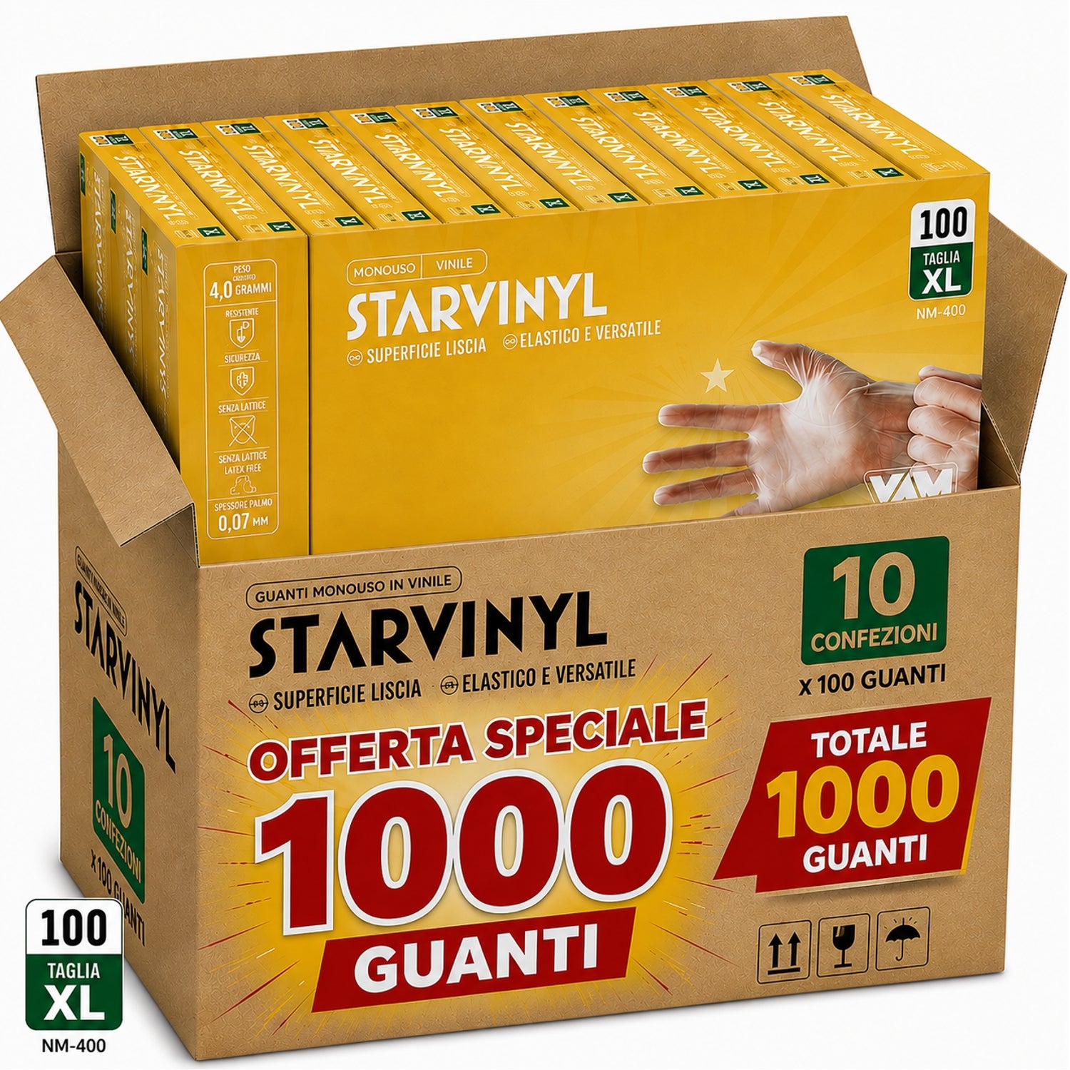 Guanti monouso in Vinile senza polvere Vam taglia XL