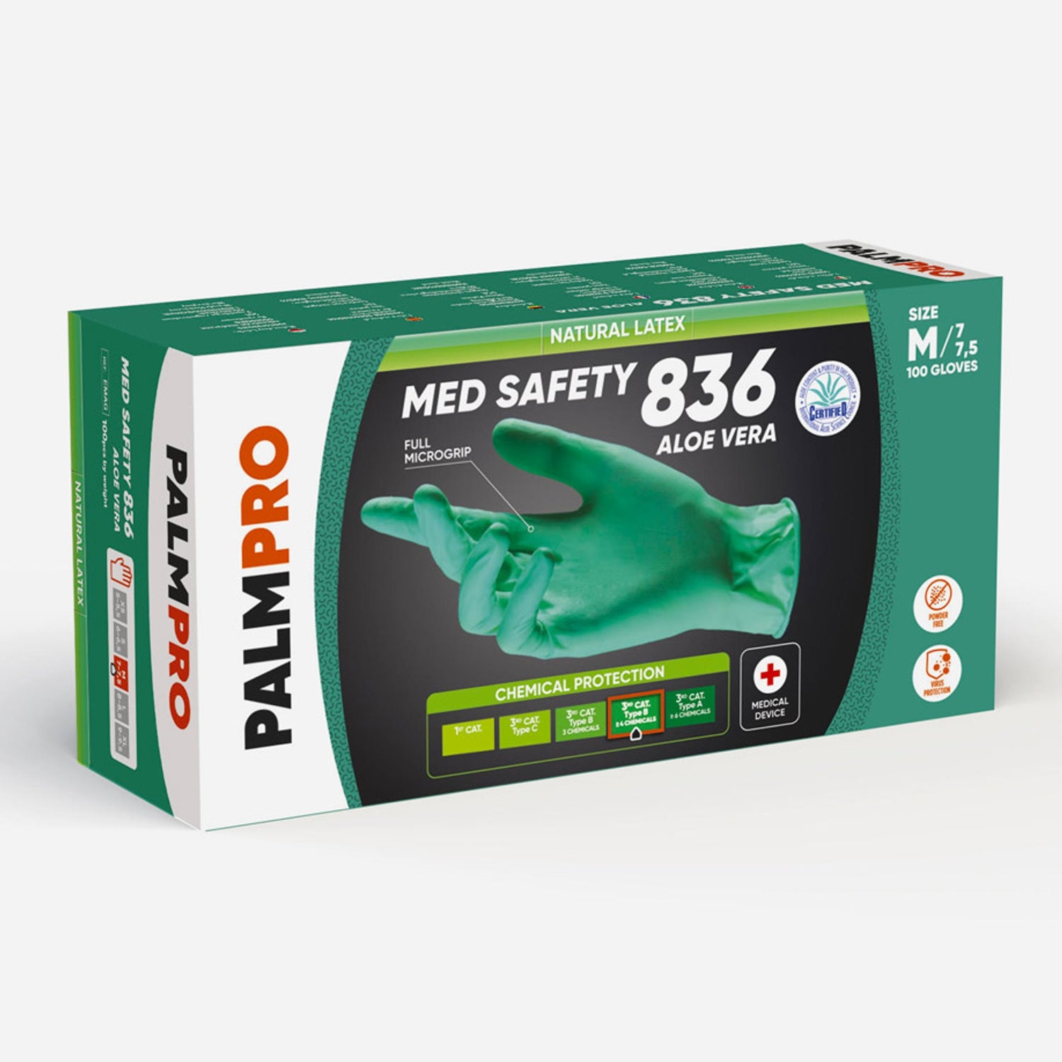 Guanti monouso med safety aloe vera 836 in lattice senza polvere pz.100