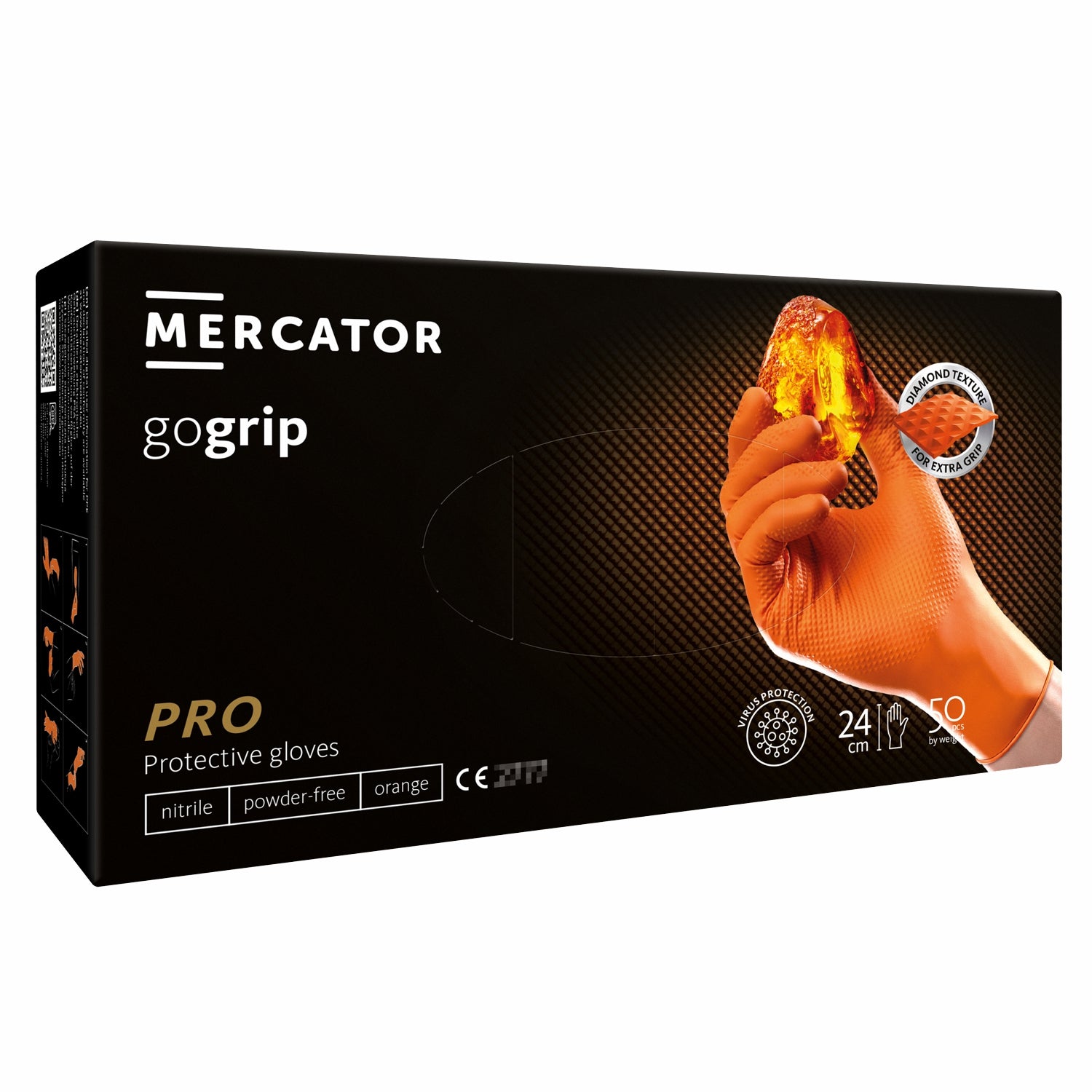 Guanti monouso senza polvere nitrile grip arancione pz.50 Reflexx N85 gr. 8,4