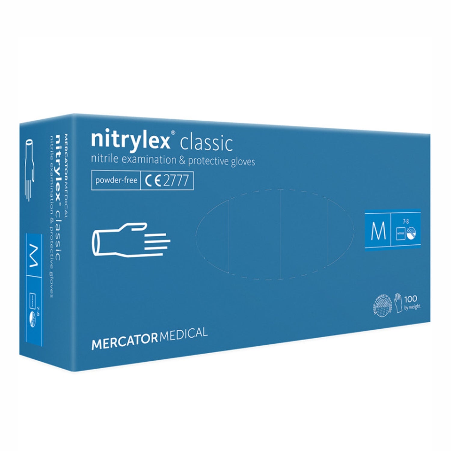 Guanti monouso nitrile senza polvere nitrylex classic 888 mercator gr. 3,30