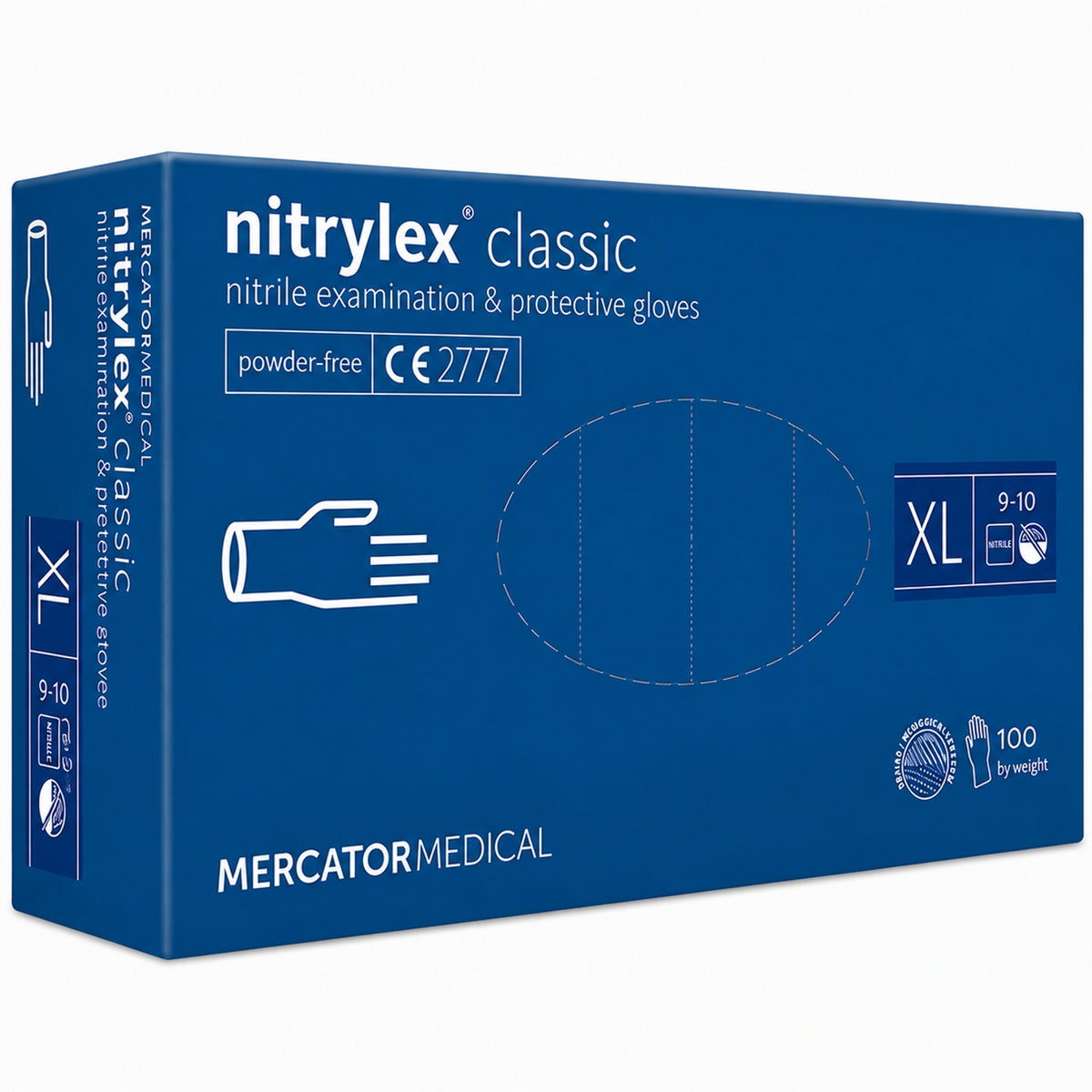 Guanti monouso nitrile blu senza polvere Nitrylex Classic 888 Mercator Medical - confezione 100 pz taglia XL