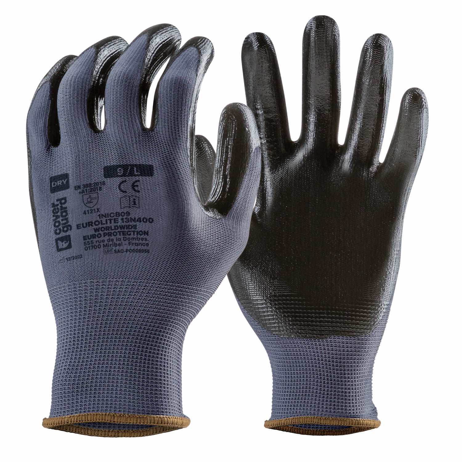 Guanti da lavoro nylon ricoperti in Nitrile 1/4 protezione da oli e grassi 1nicb