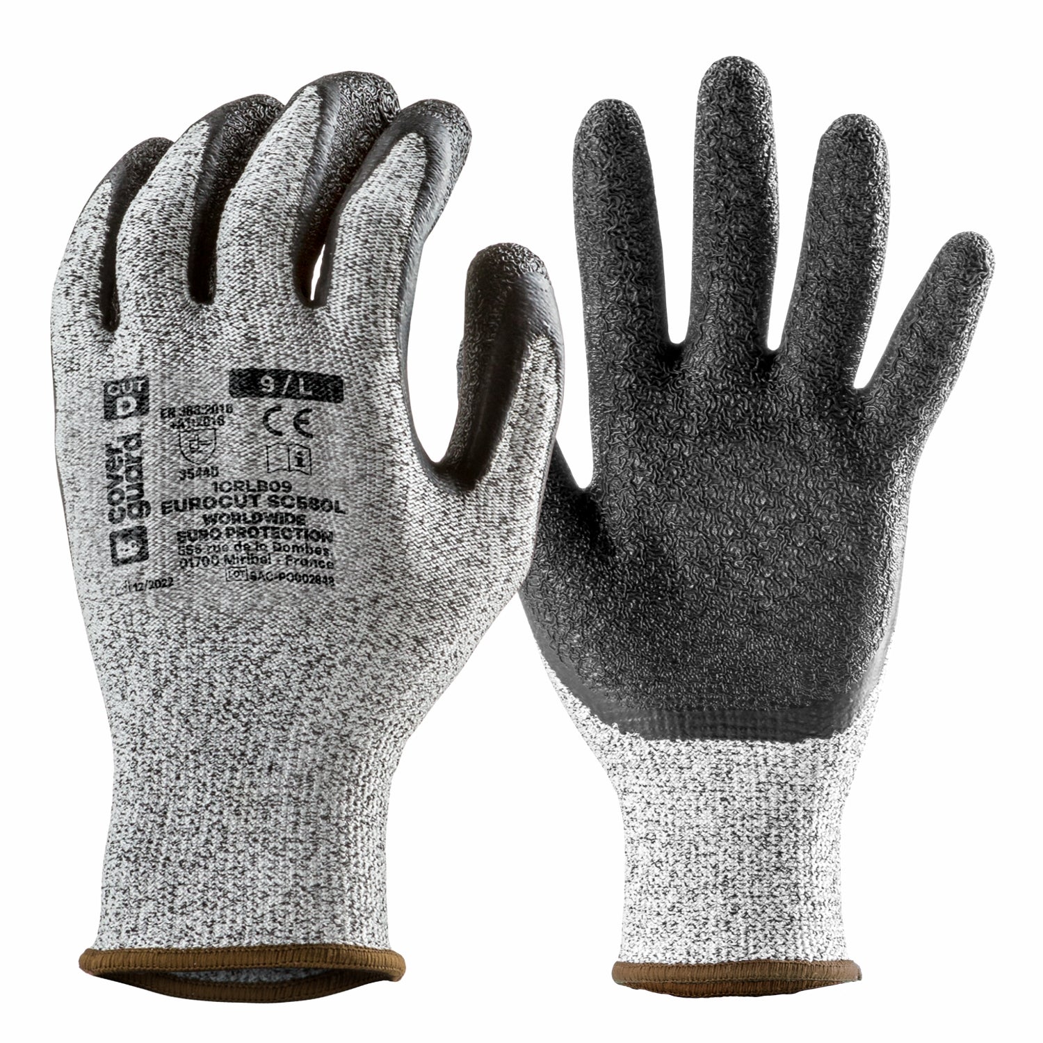 Guanti antitaglio spalmato in LATTICE hppe coste 13 ruvido nero 1crlb