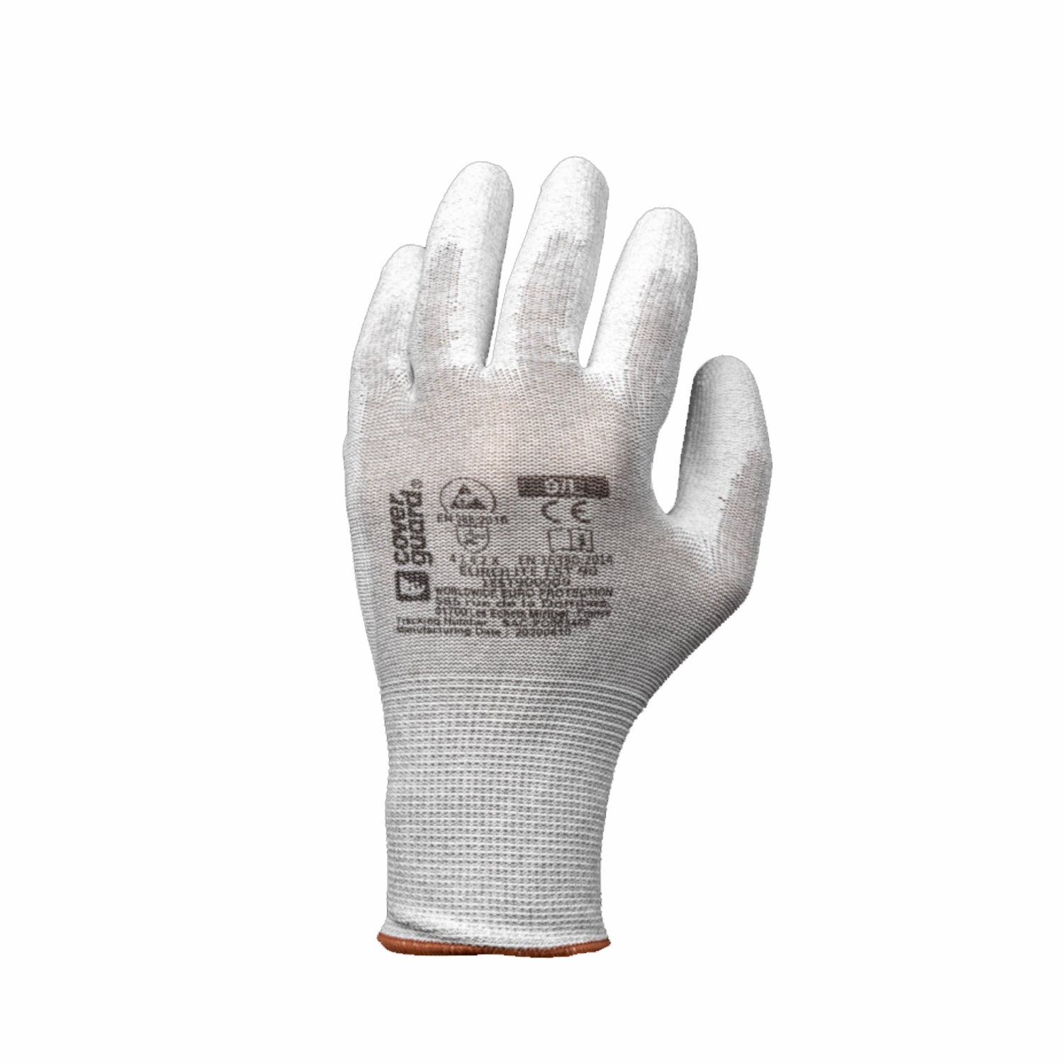 Guanti da lavoro antistatici touch-screen poliestere e fibra di carbonio con palmo spalmato in PU