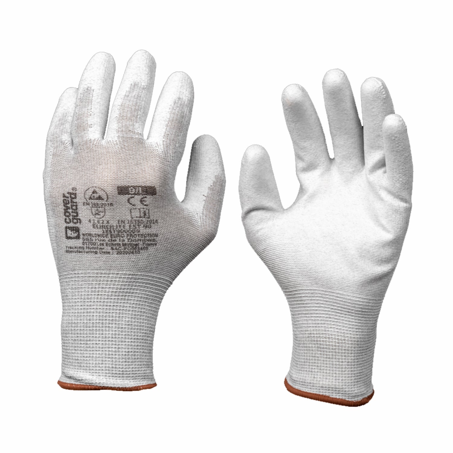 Guanti da lavoro antistatici touch-screen poliestere e fibra di carbonio con palmo spalmato in PU