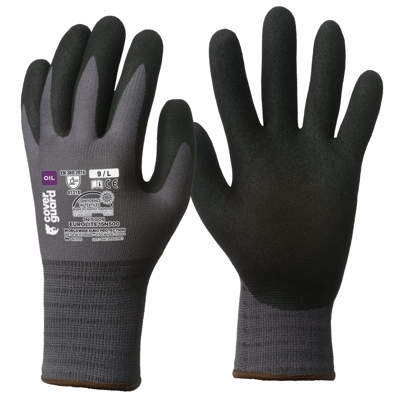 Guanti doppia spalmatura in nitrile con grip eurolite 15n500 coverguard