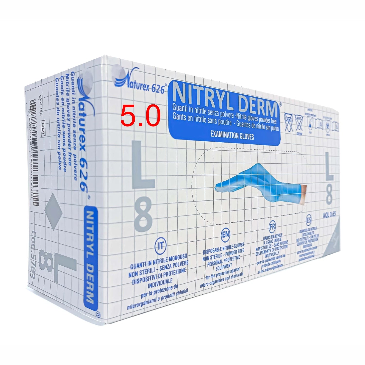 Guanti in nitrile senza polvere naturex 626 nitryl derm HD nacatur gr. 4,90