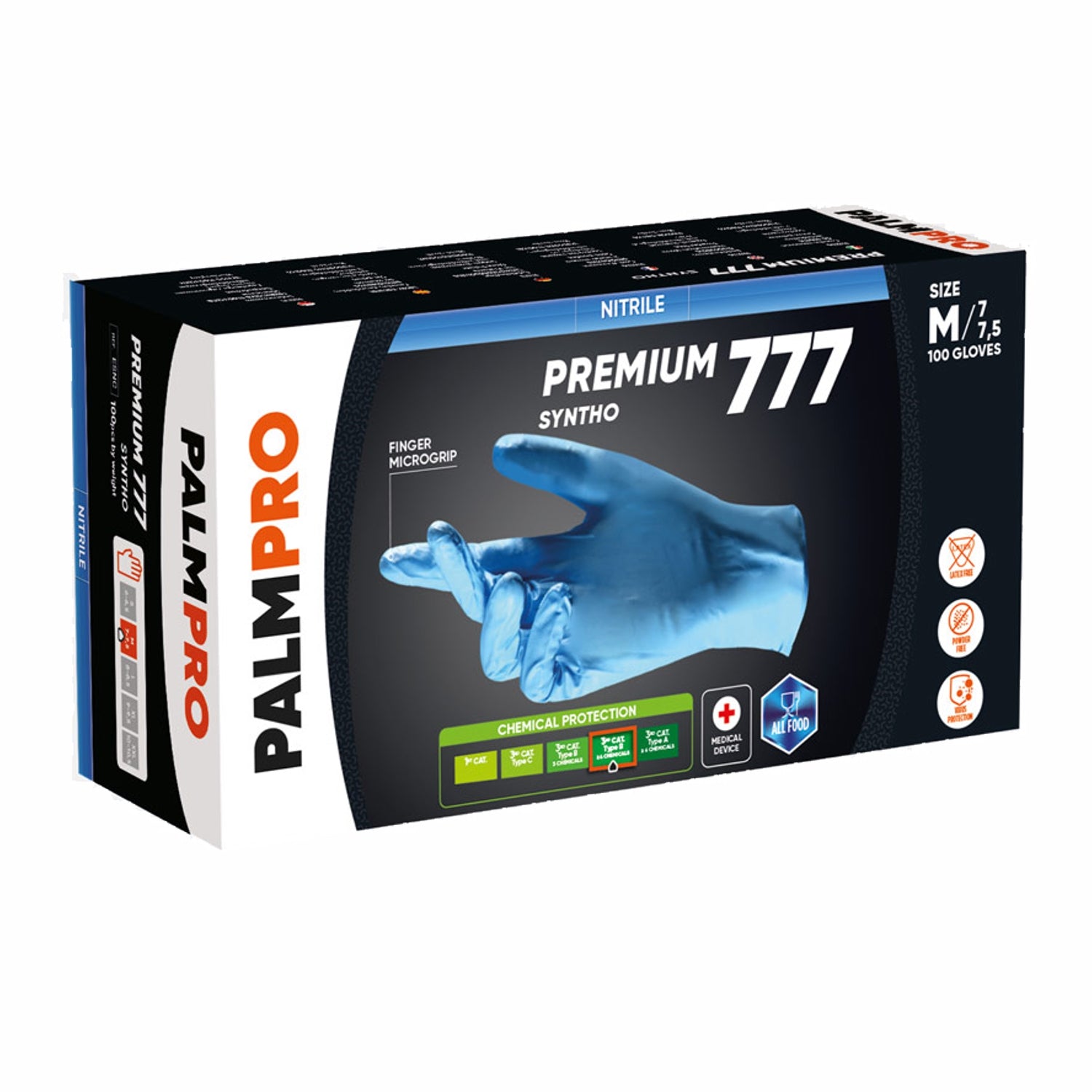 Guanti monouso in nitrile 777 Syntho premium palmpro pz.100 gr. 7,00