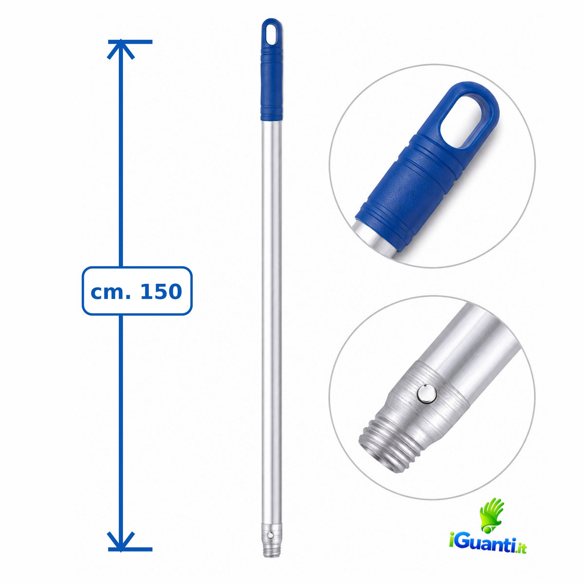 5 Manici alluminio professionale cm. 150 cm. attacco a vite + foro
