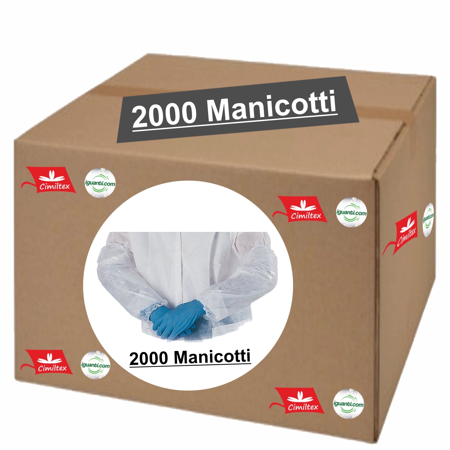 2000 Manicotti colore bianco con bordi elastici