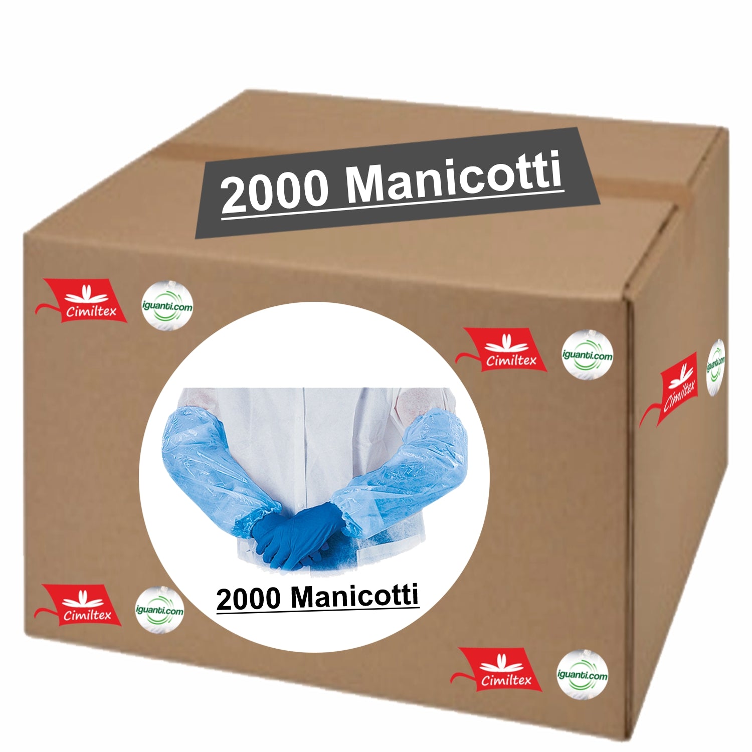 2000 Manicotti colore azzurro con bordi elastici