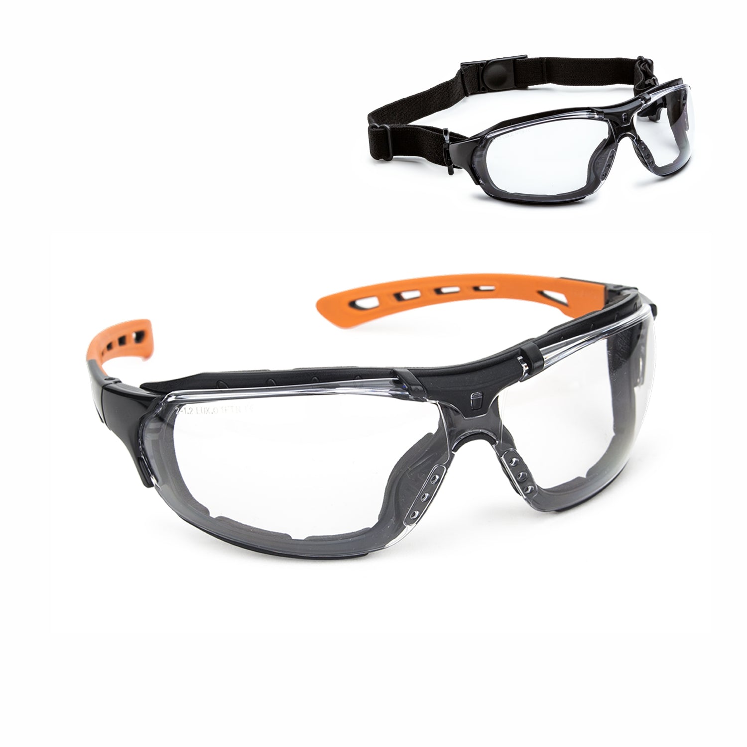 Occhiali di sicurezza lente in policarbonato incolore curvato + elastico
