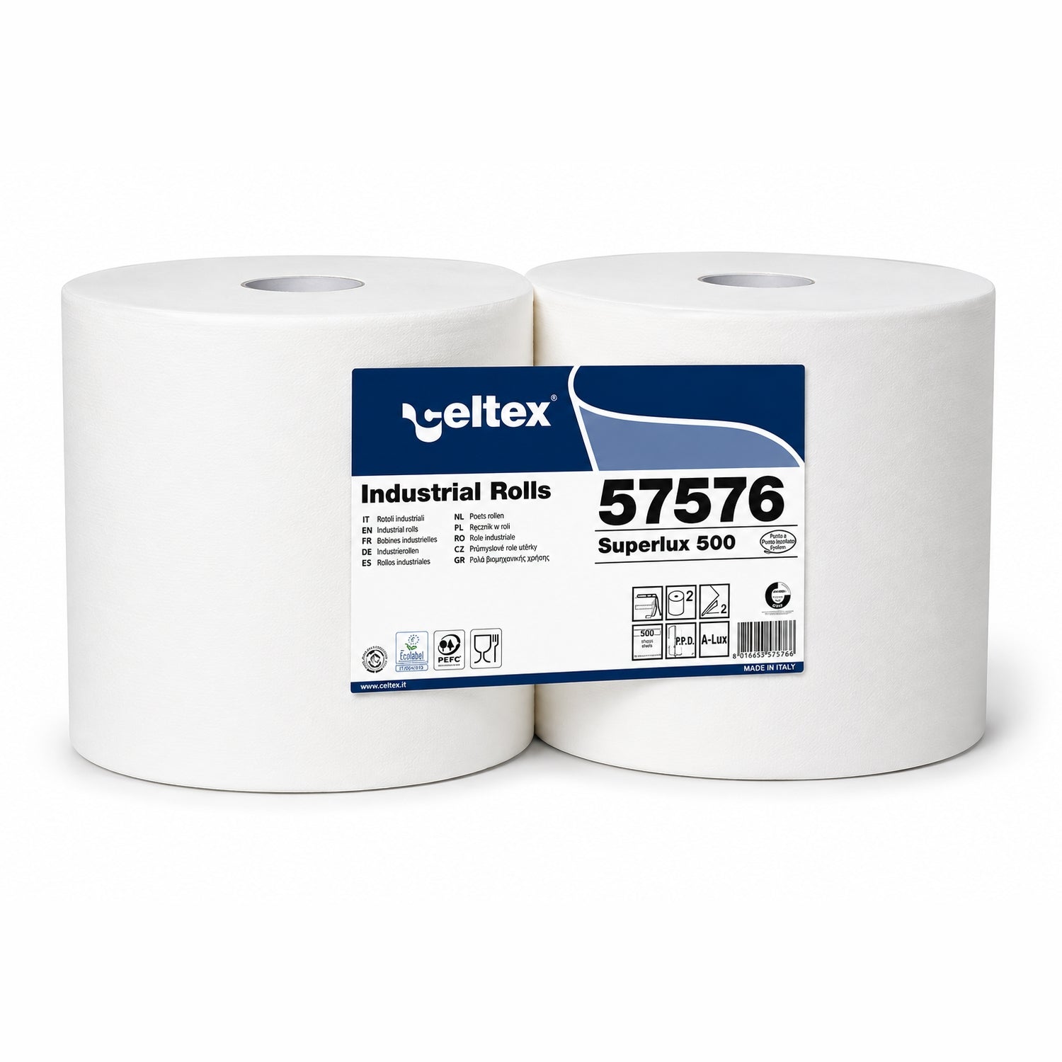 Rotolone carta industriale Celtex 3 veli – confezione da 2 rotoli da 500 strappi, 170 m cad.