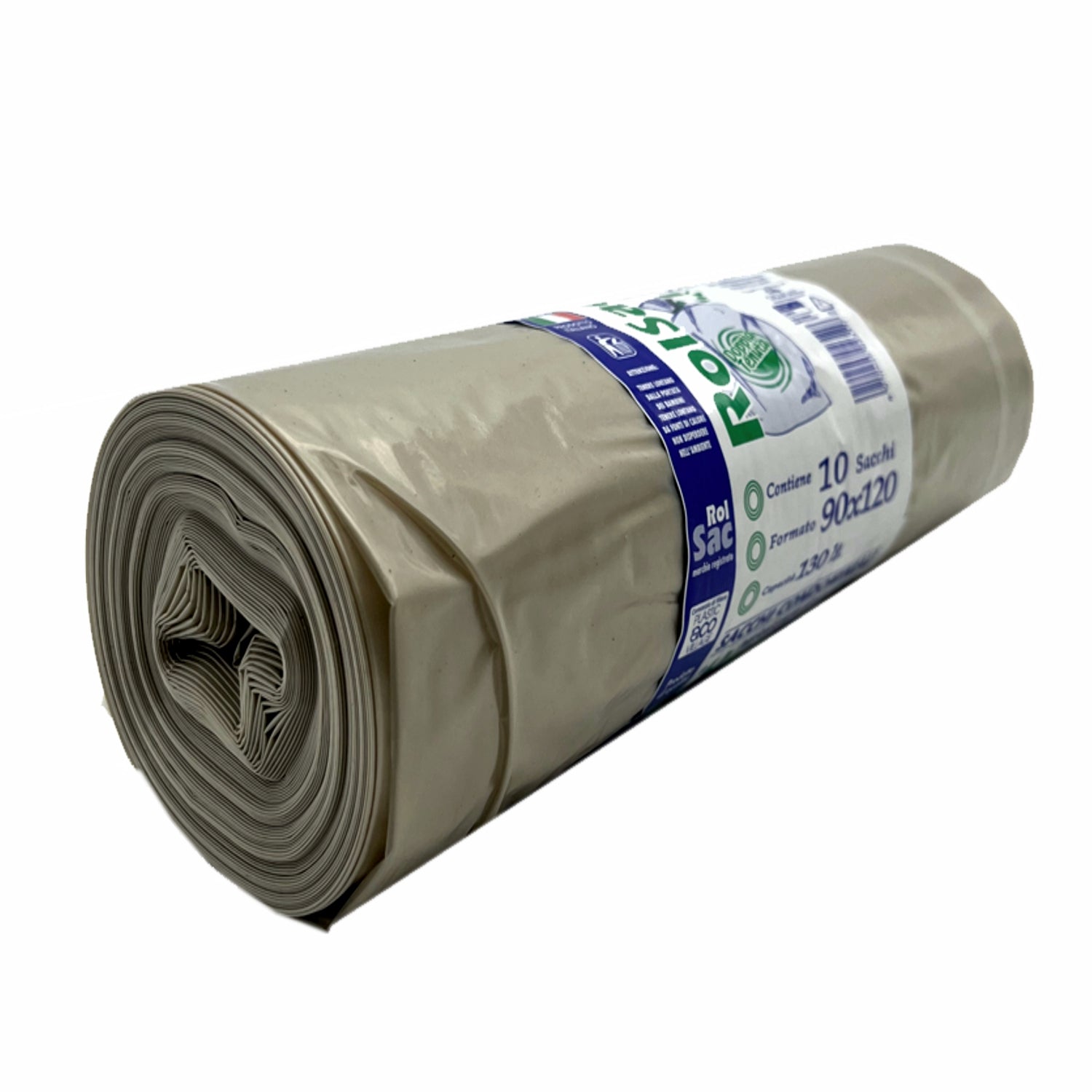 200 Sacchi 130 litri 90x120 cm. gr.80 industriale raccolta differenziata colore Ambra trasparente 20 rotoli