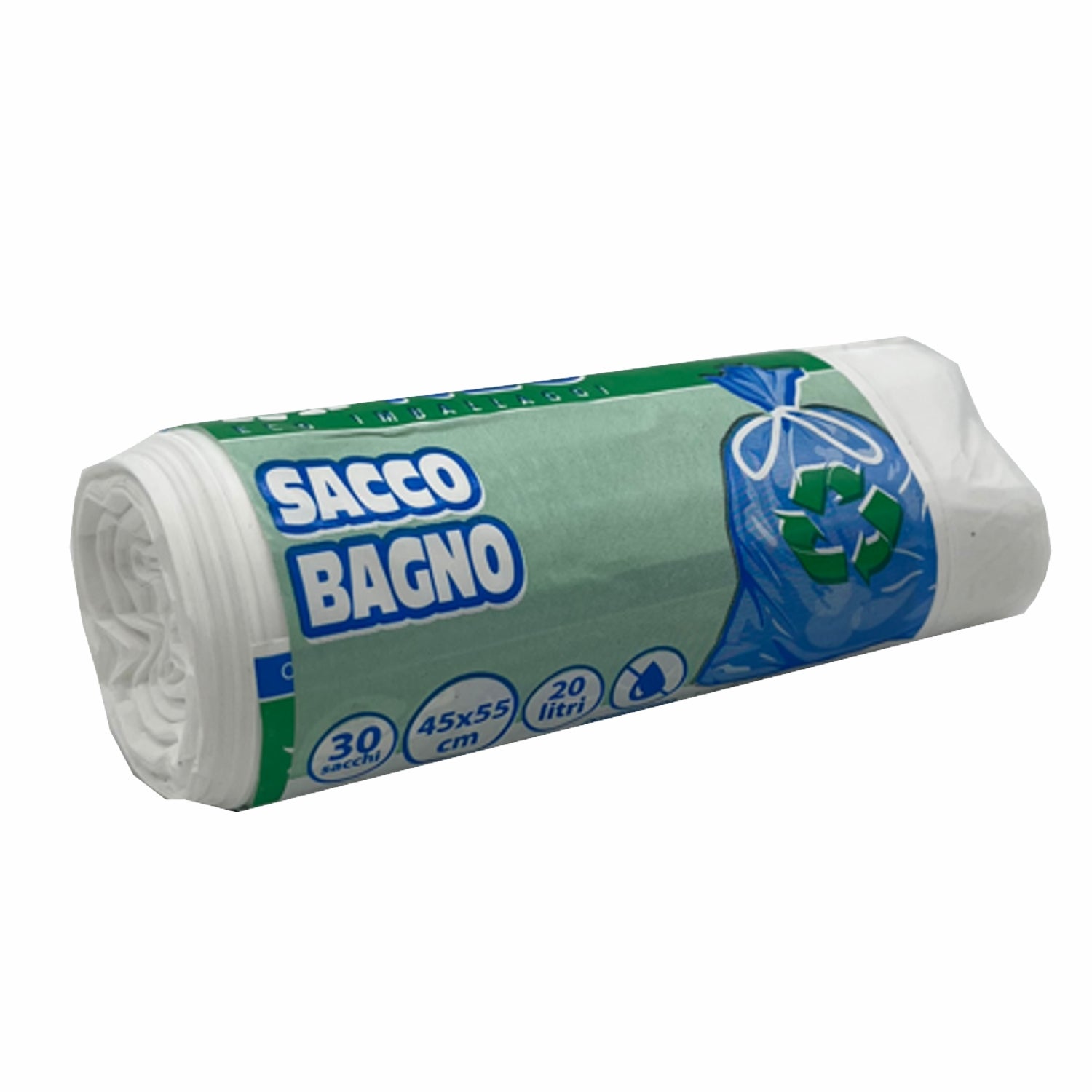 Sacco spazzatura cm.45x55 colore bianco peso gr.7 pz.30 Litri 20