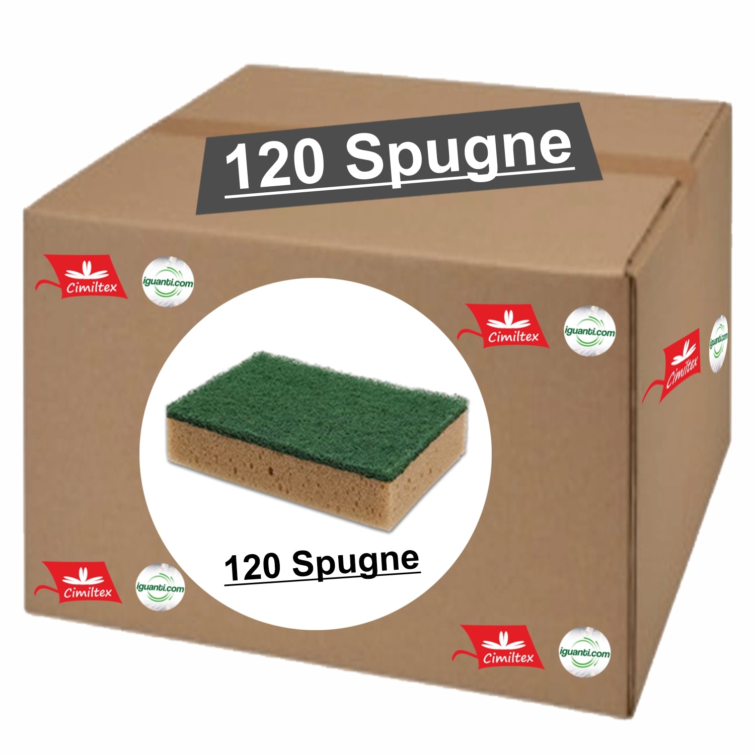 120 Spugne accoppiata Abrasiva Professionale tabacco cm. 10x14x3.5