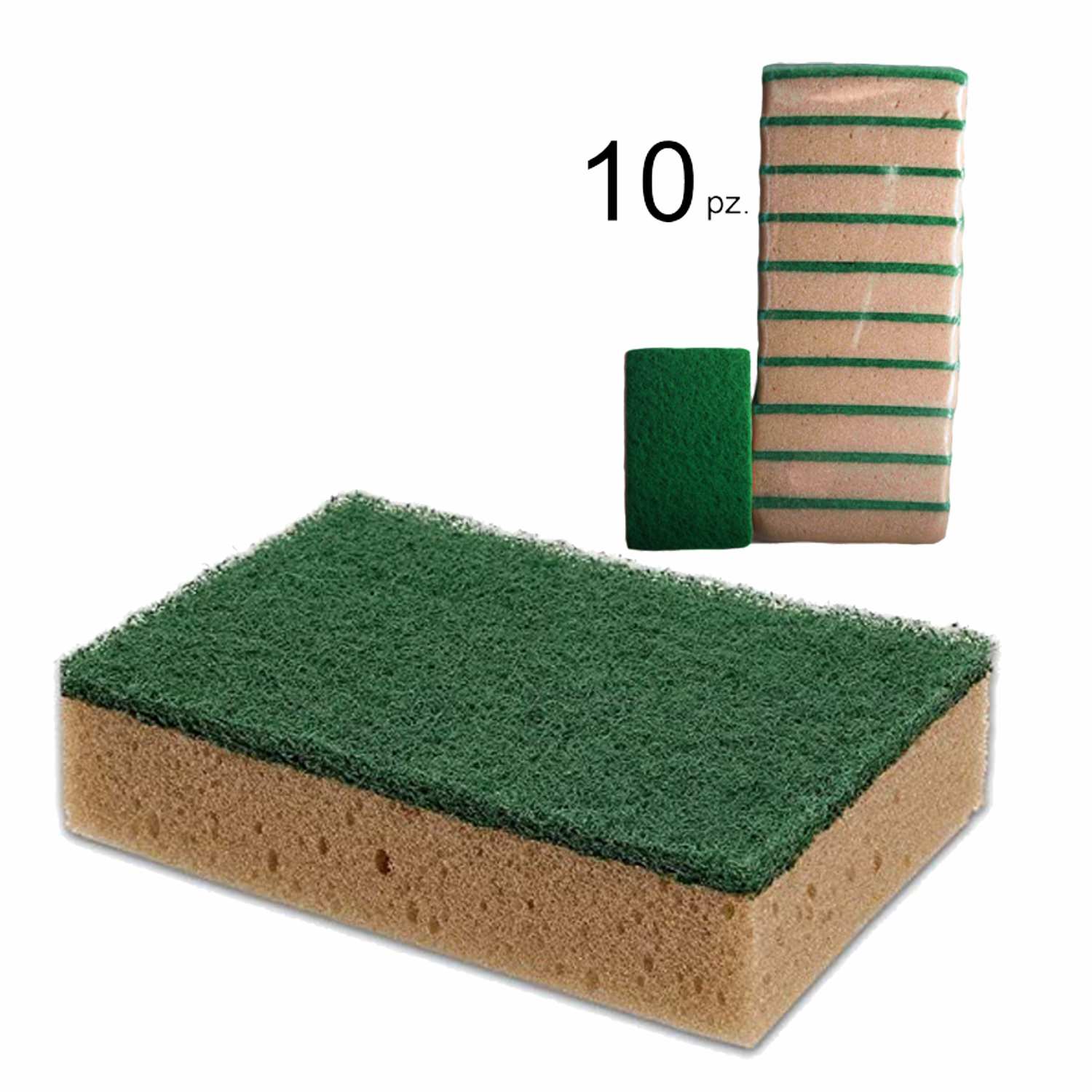 120 Spugne accoppiata Abrasiva Professionale tabacco cm. 10x14x3.5