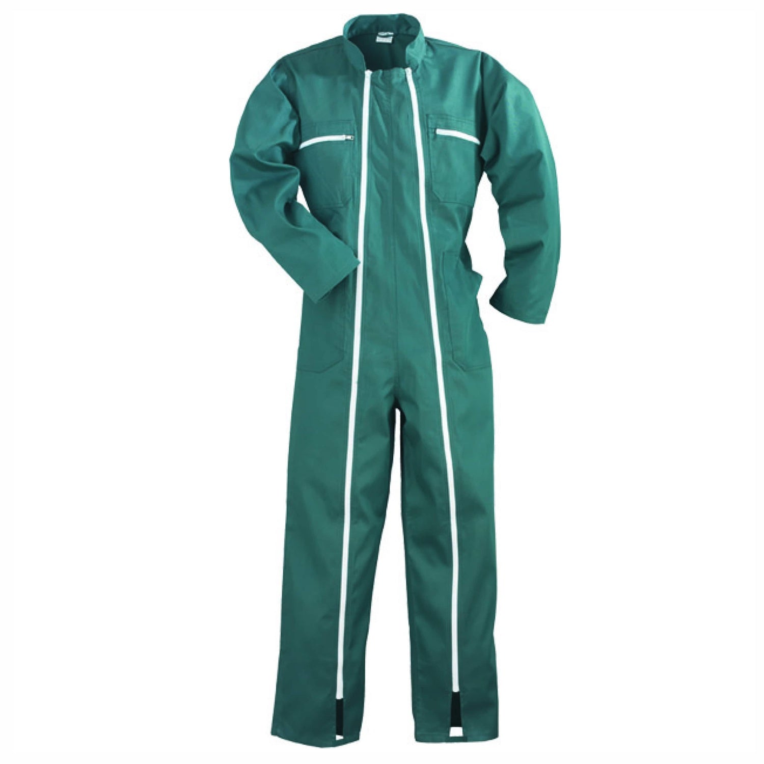 Tuta da lavoro in cotone con doppia cerniera colore verde MO74550