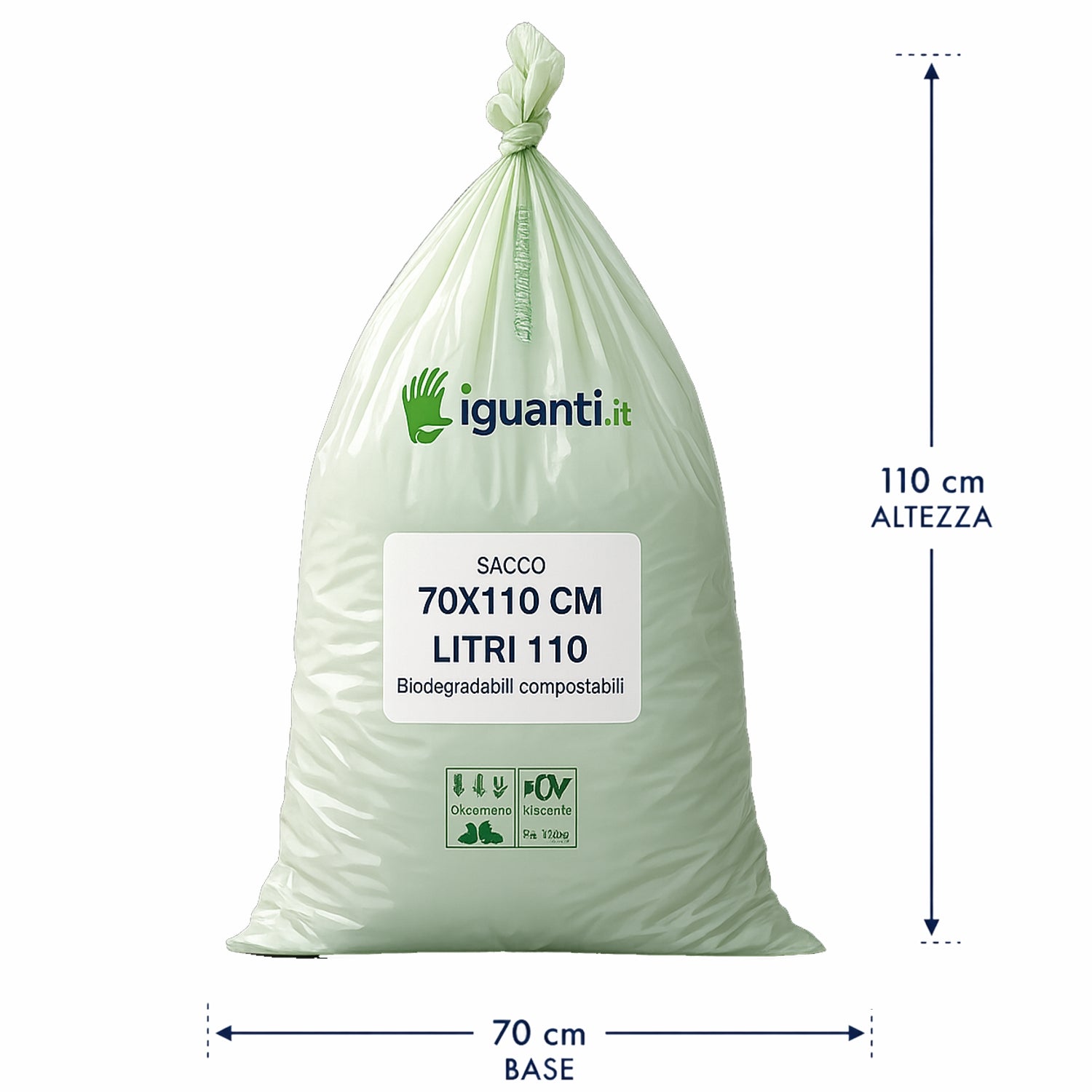 100 Sacchi Biodegradabile compostabile organico 110 litri cm.70x110 pz.100
