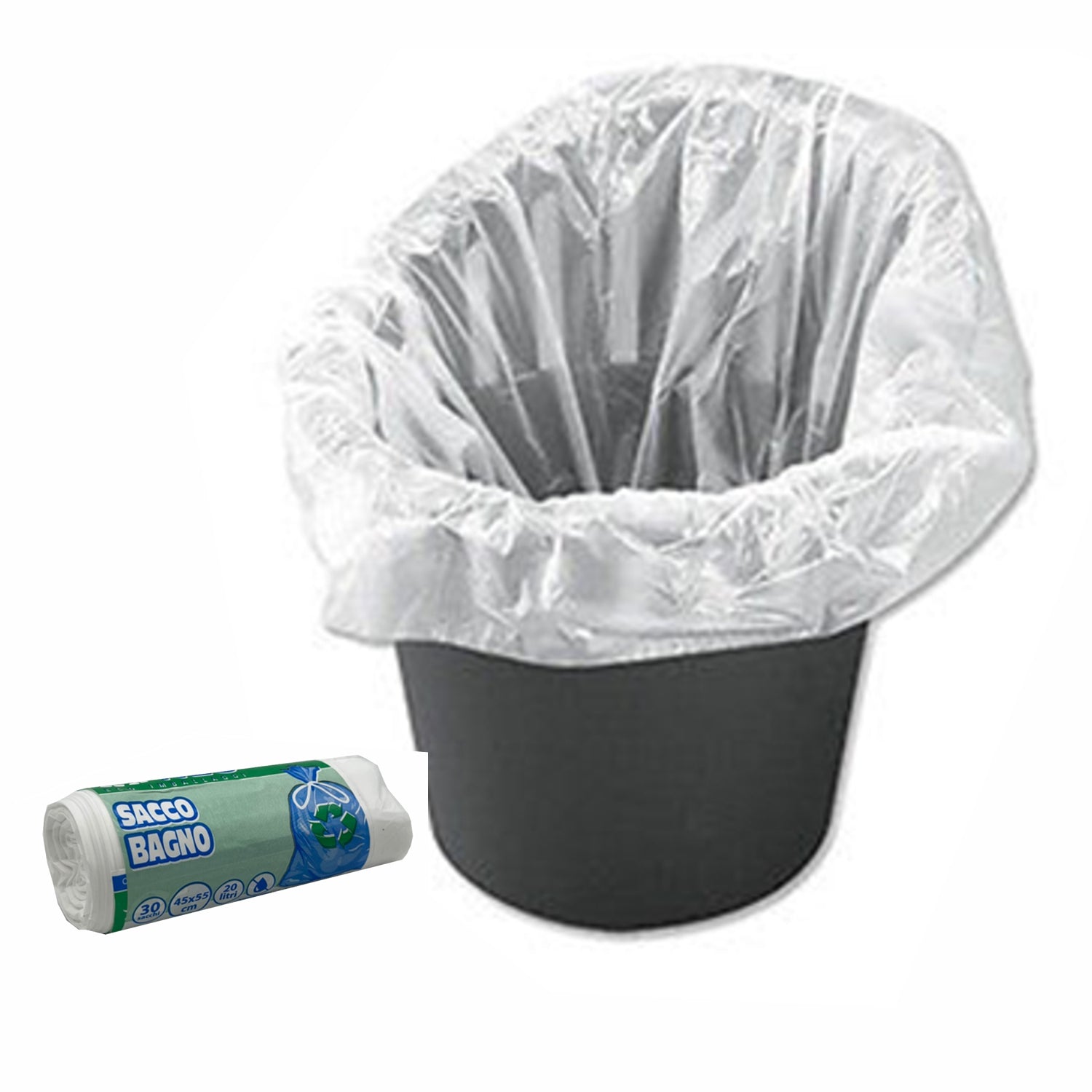 Sacco spazzatura cm.45x55 colore bianco peso gr.7 pz.30 Litri 20