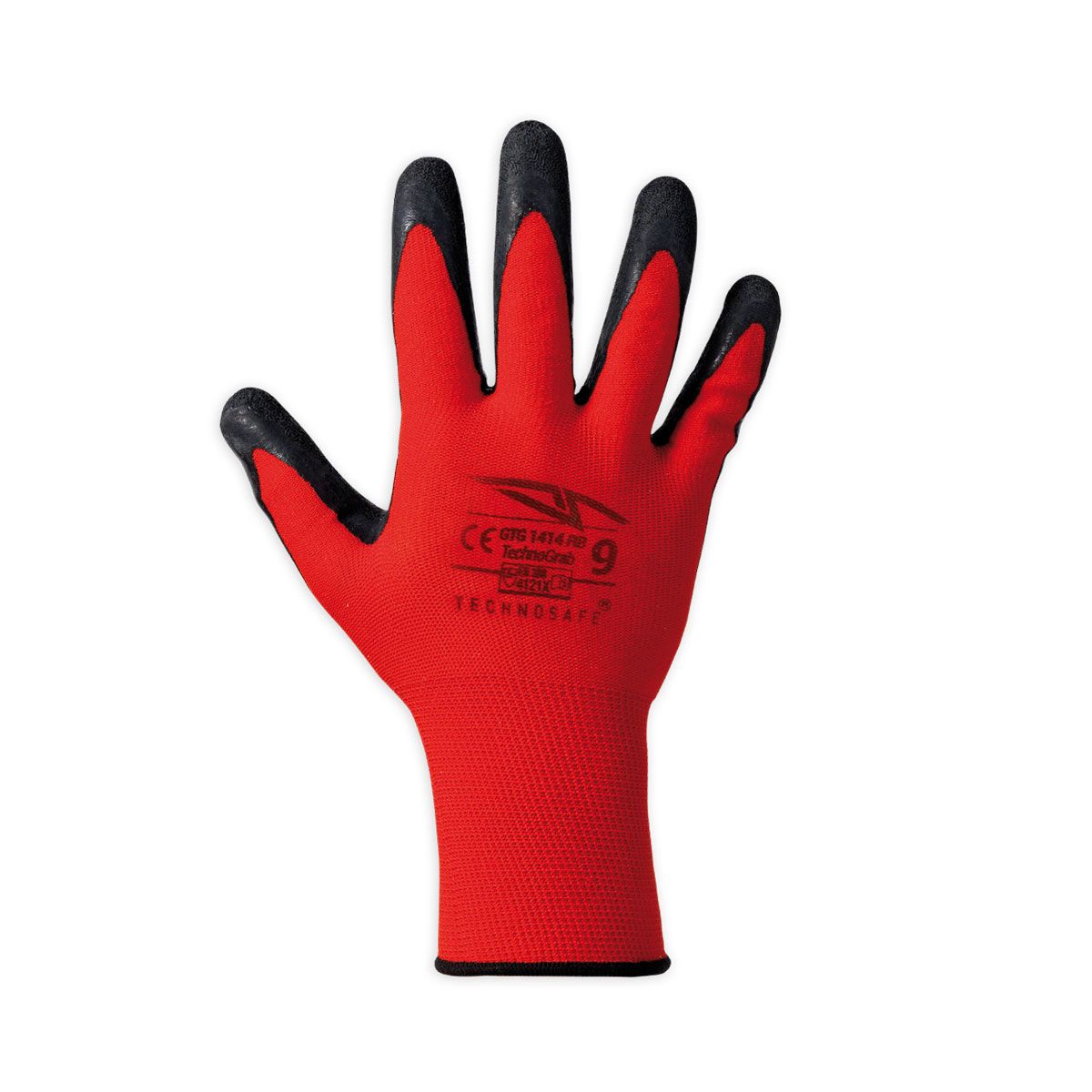 Guanto sintetico rosso spalmato in lattice nero Technosafe