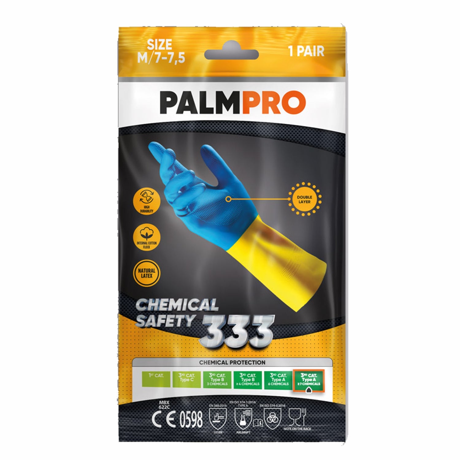 Guanti Bicolore da lavoro in lattice felpato riusabile DPL mbx chemical safety 333