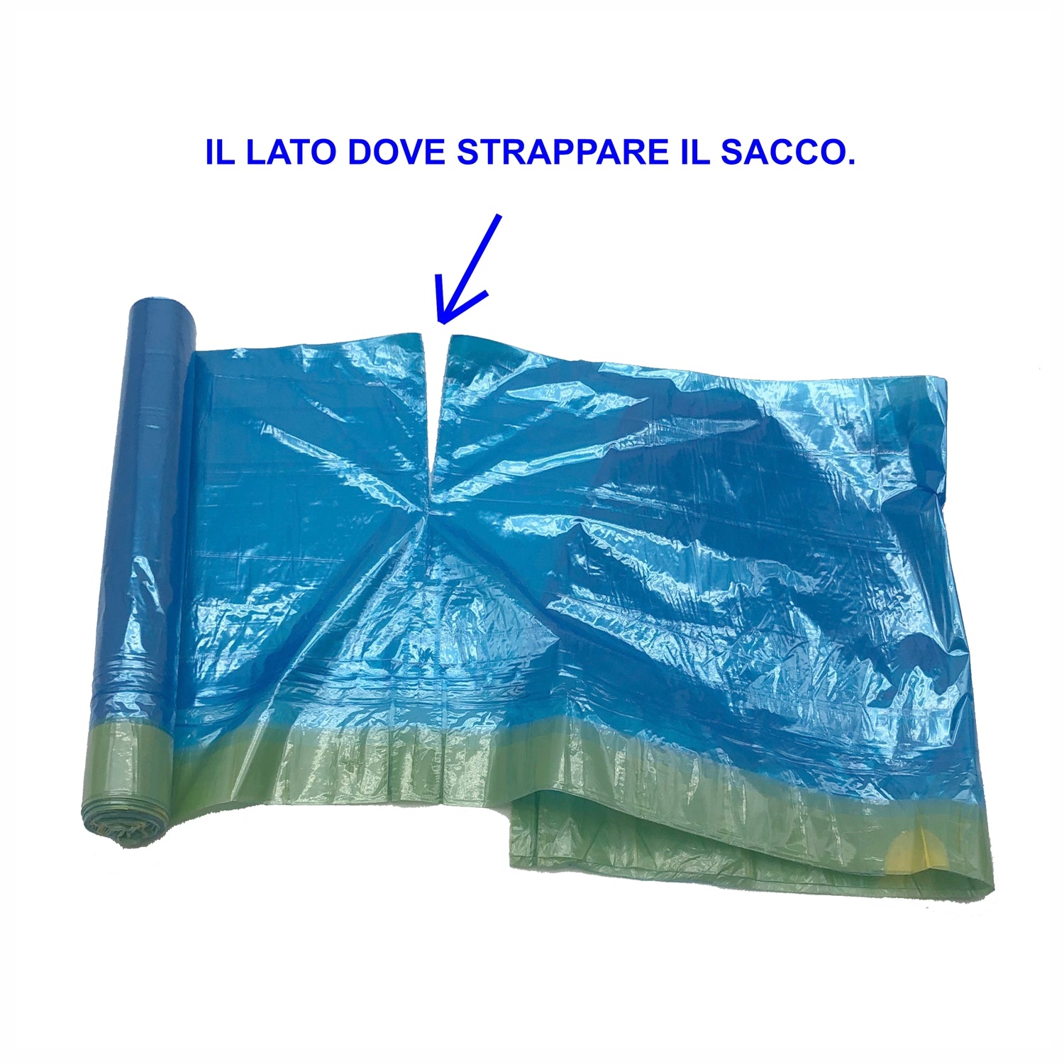 480 Sacchi 60 litri con maniglie azzurro pattumiera 70x75 cm. 48 rotoli x 10 pz.