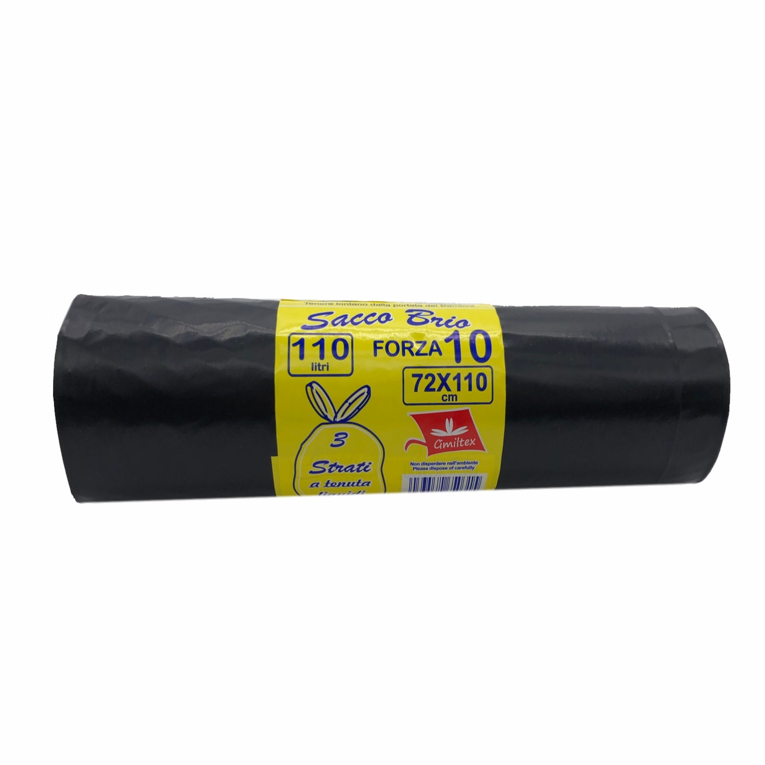 Sacco spazzatura cm.72x110 colore nero peso gr.45 pz.9 litri 110