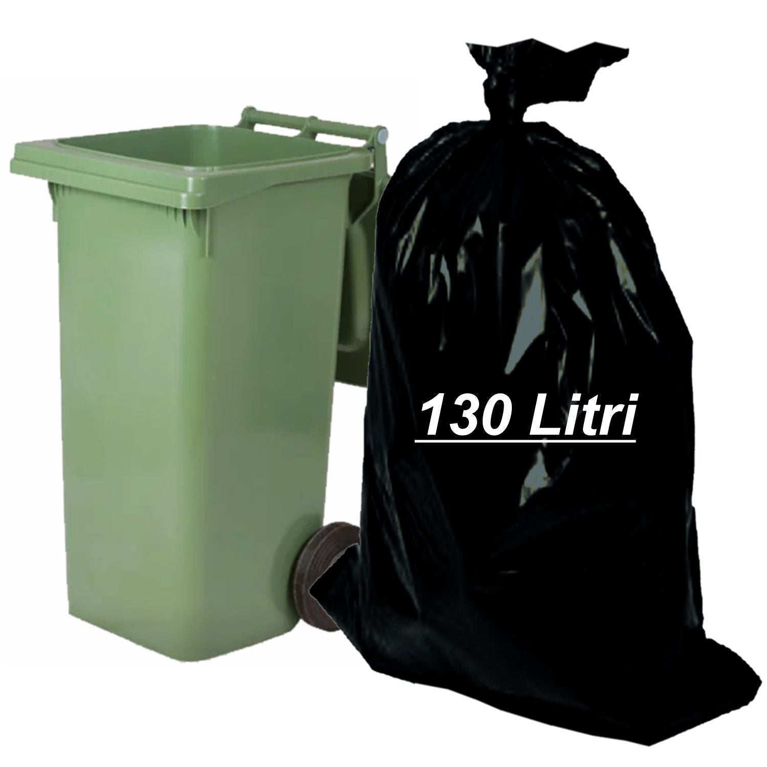 10 sacchi 130 litri spazzatura nero cm.90x120 peso kg. 1