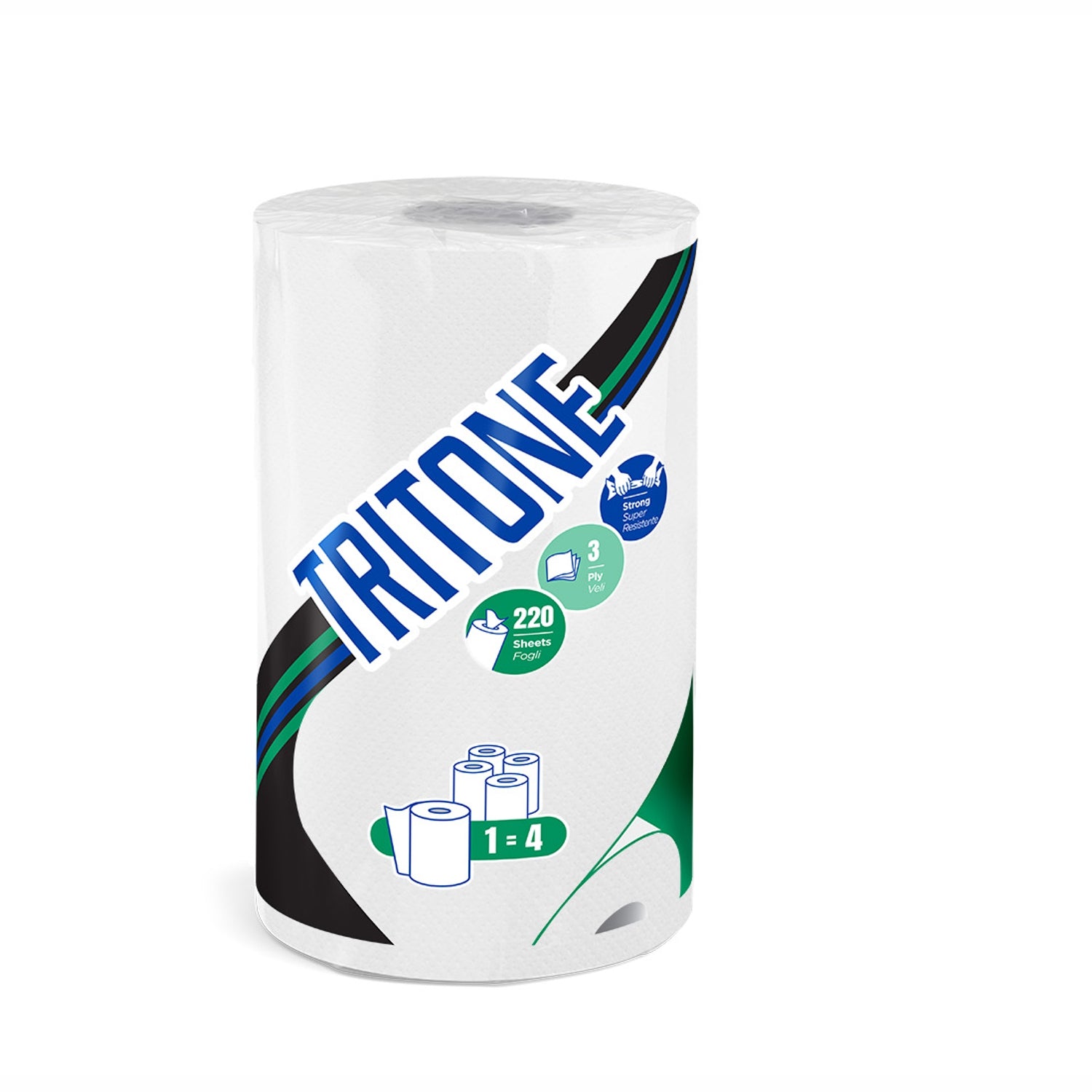 Rotoloni 3 Veli Asciugatutto Tritone 220 strappi celtex CO8650 12 rotoli