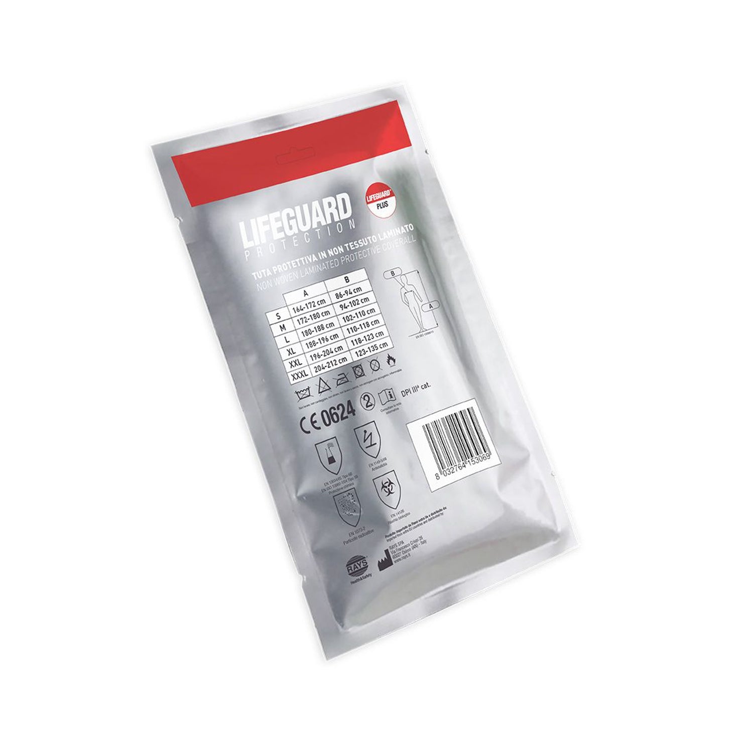 Tuta monouso gr. 65 Categoria 3 III con cappuccio polsino in maglina lifeguard