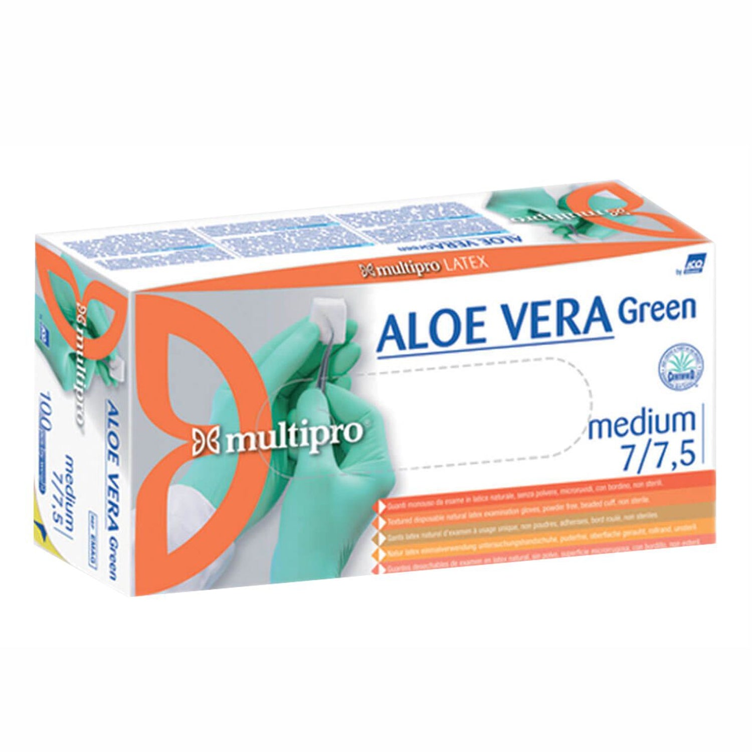 Guanti monouso med safety aloe vera 836 in lattice senza polvere pz.100 gr. 6,50
