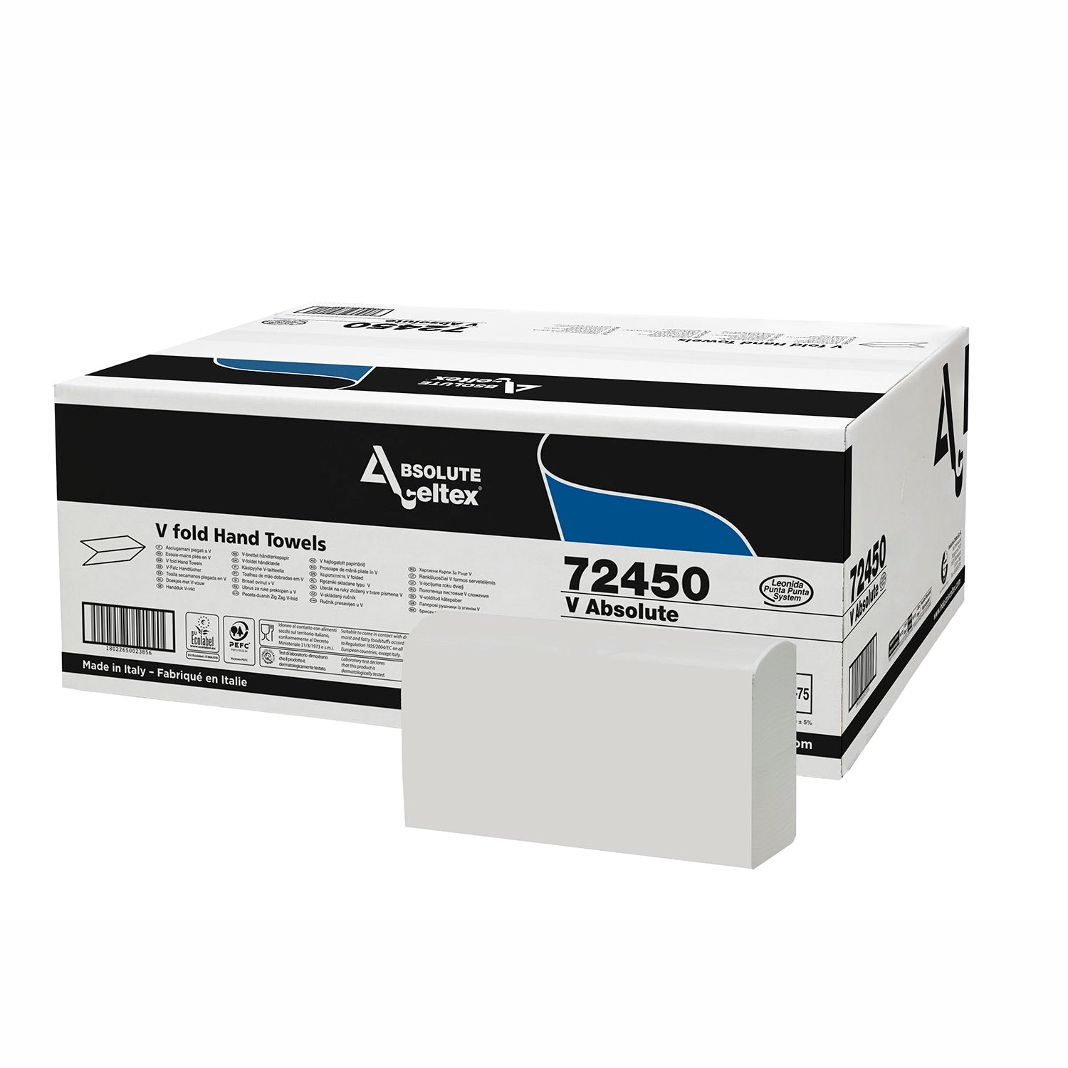 Asciugamani piegati a V Absolute 2 veli 250x20 celtex 72450