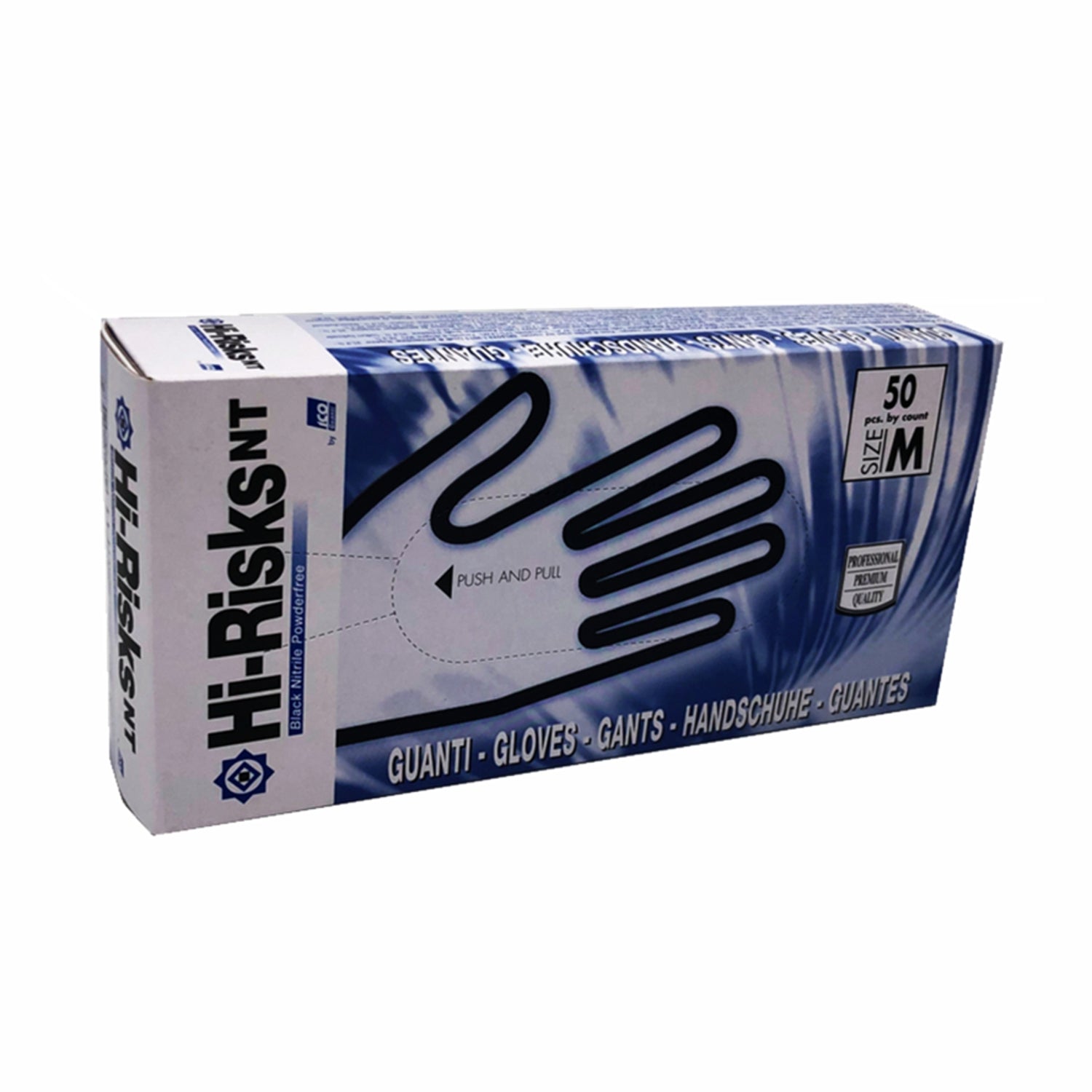 Guanti monouso in nitrile nero 787 Hi risks NT extralungo pz.50 Icoguanti gr. 10,00