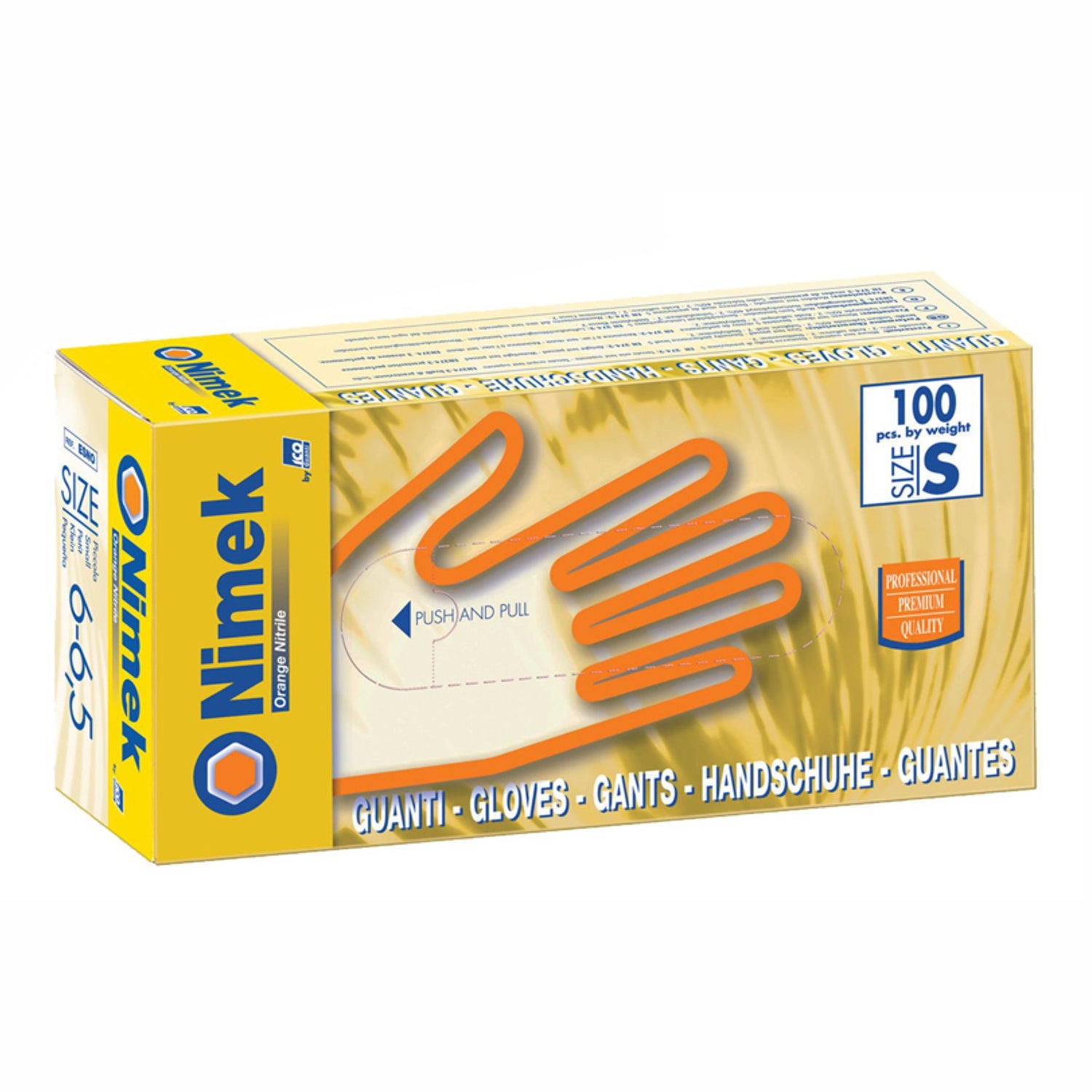 Guanti monouso in nitrile grip arancione 771 Nimek pz.100 palmpro icoguanti gr. 5,50