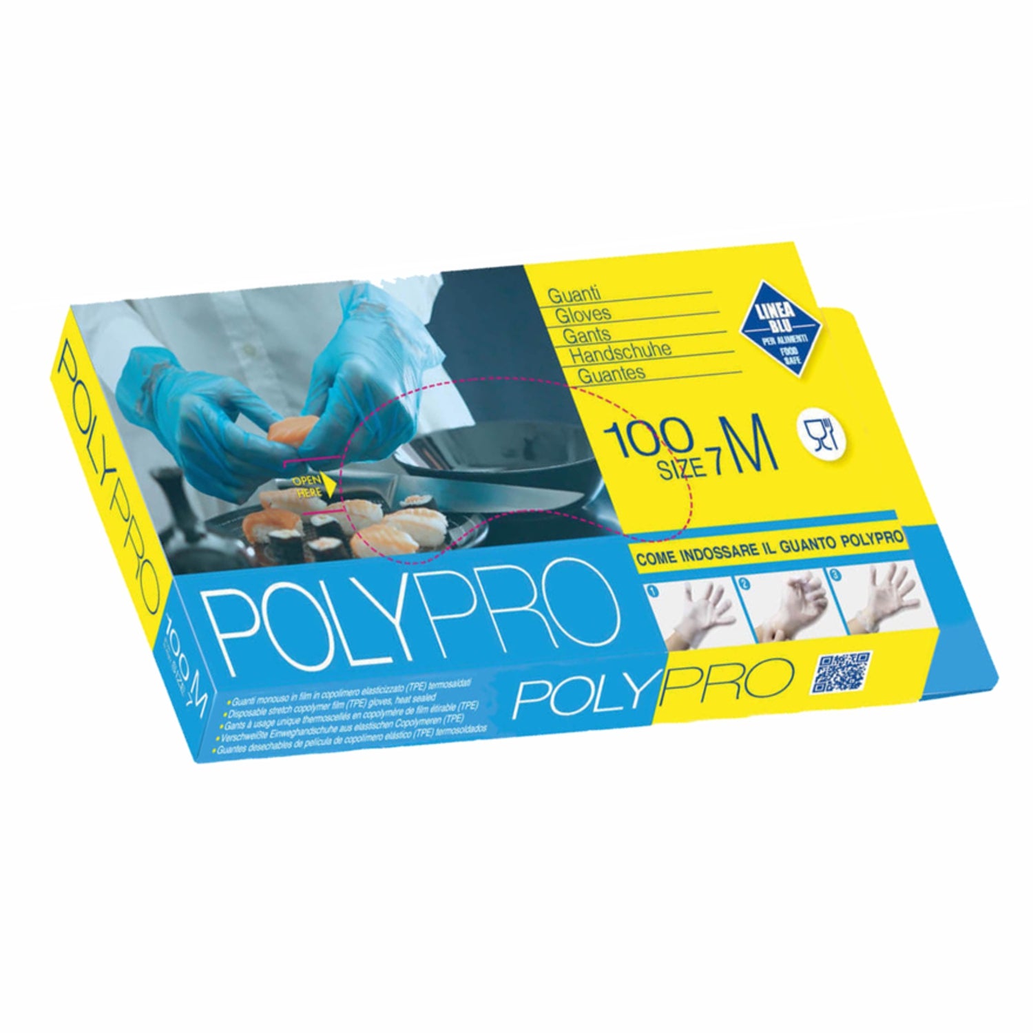 Guanti monouso senza polvere polypro in polipropilene hd-pe palmpro 700