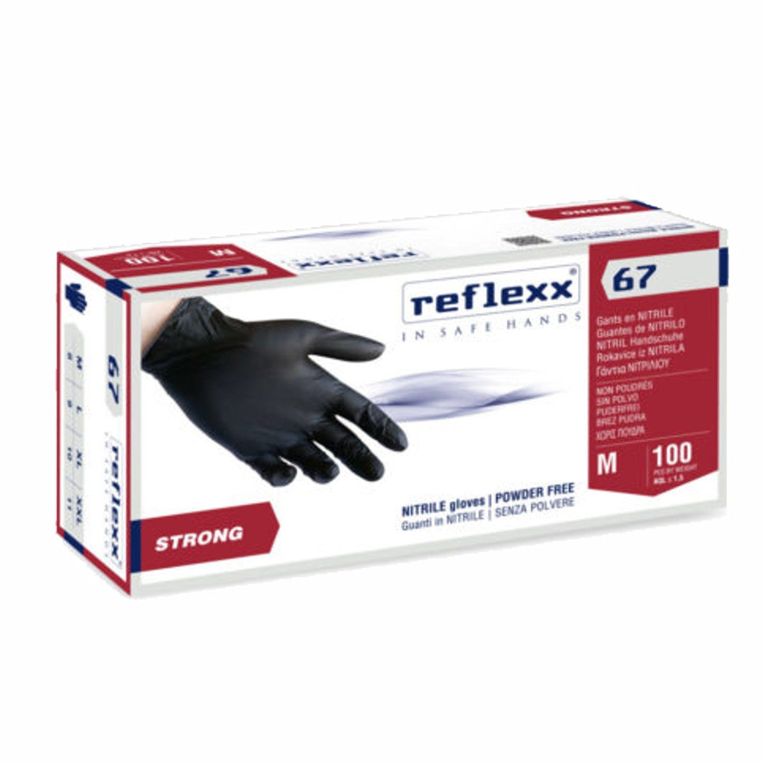 Guanti monouso nitrile nero senza polvere pz.100 Reflexx R 67 gr. 5,50