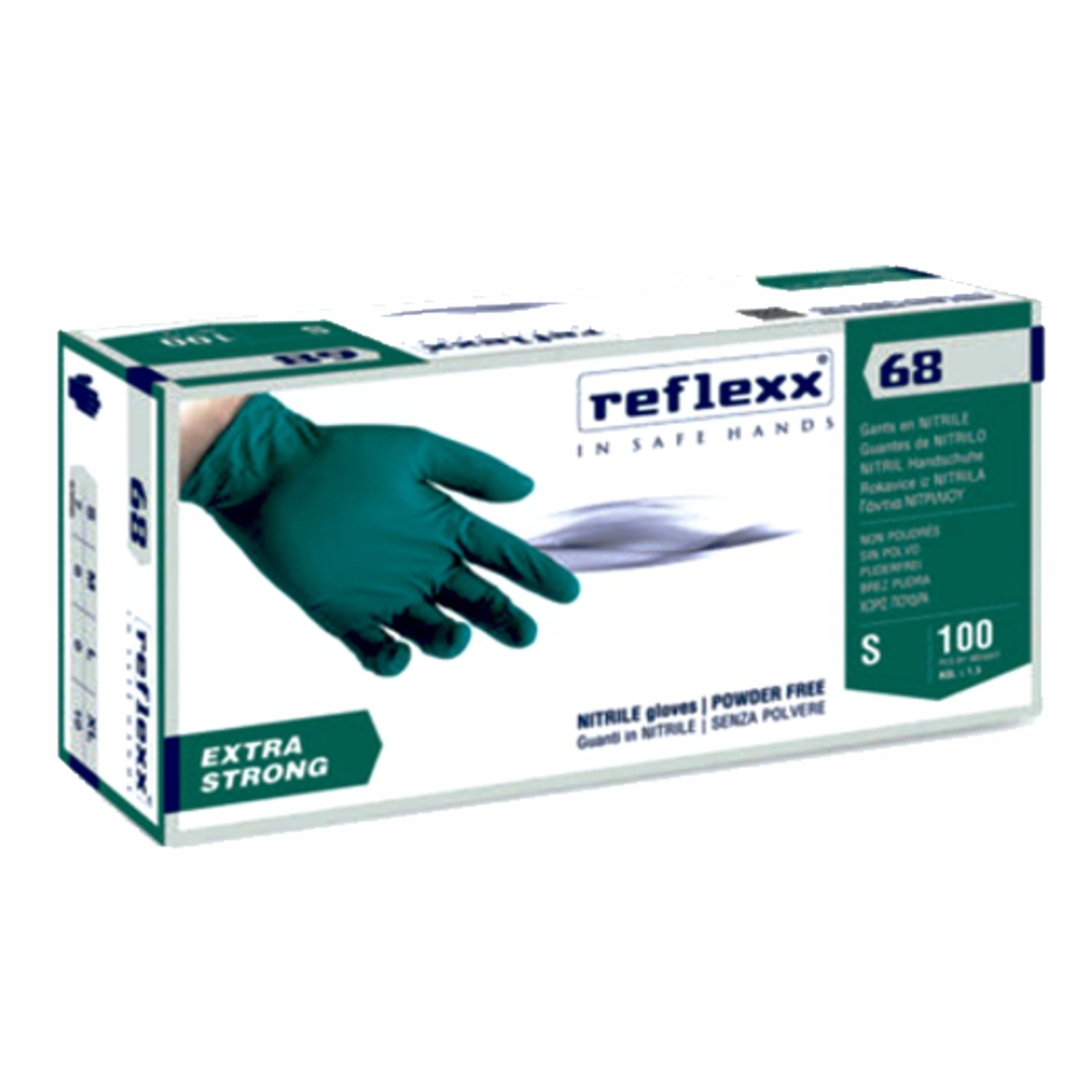 Guanti monouso in nitrile verde pz.100 Reflexx R 68 gr. 6,00