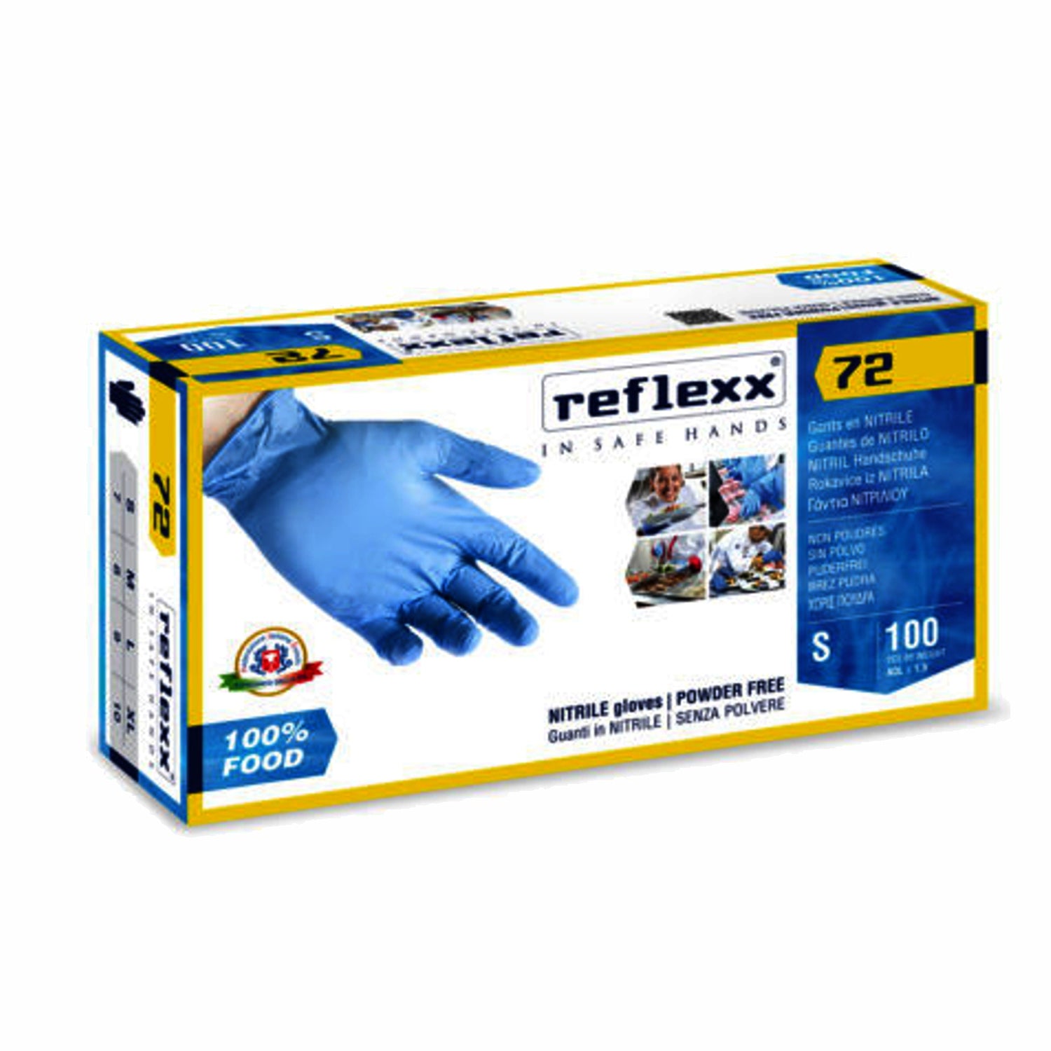 Guanti monouso in nitrile senza polvere pz.100 Reflexx 72 gr. 3,50