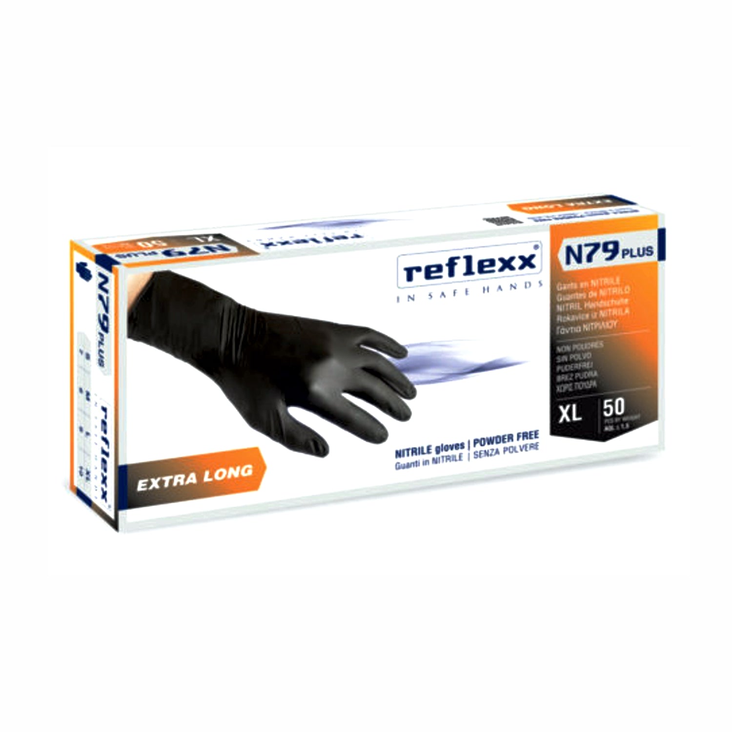 Reflexx n 79 plus guanti monouso in nitrile nero extralungo