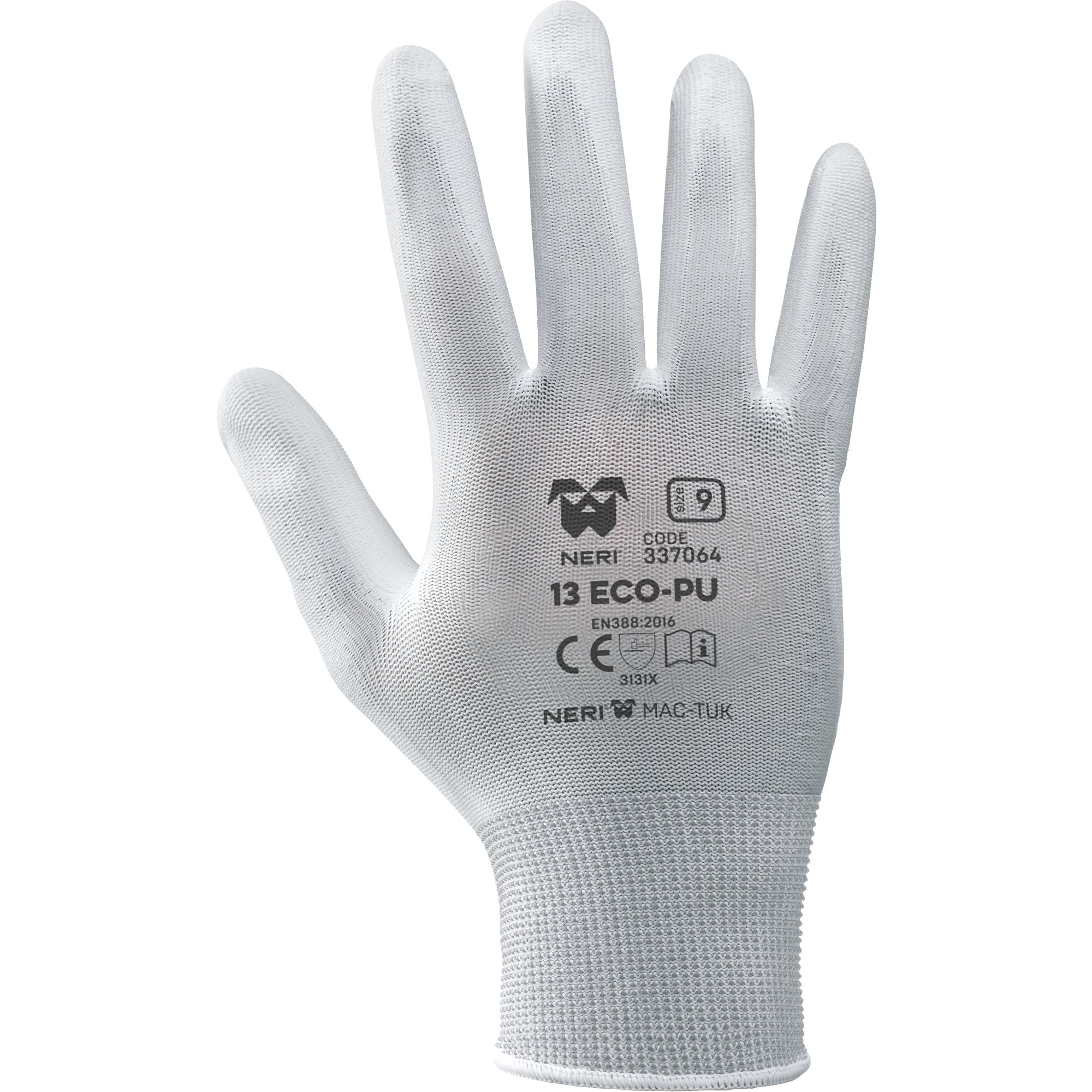 Guanti da lavoro in poliestere bianco rivestito in poliuretano bianco 1pubw