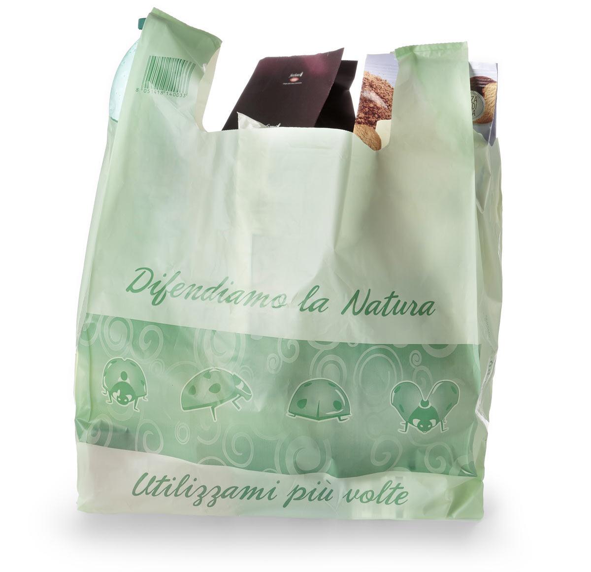 Shoppers media 27x50 sacchetti compostabile verde scatola da kg. 4