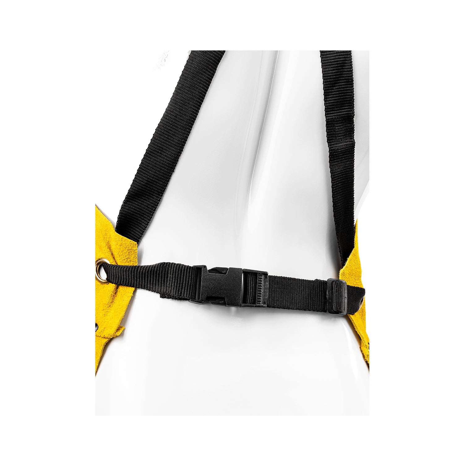 Grembiule da saldatore in pelle crosta bovina con cuciture in kevlar colore giallo