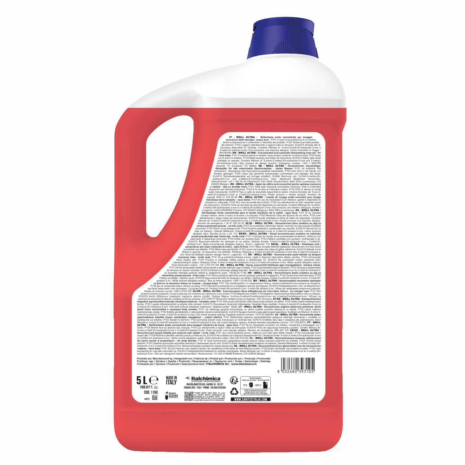 Brillantante Brill ultra per lavaggio meccanico delle stoviglie acque dure 5 litri sanitec 1150